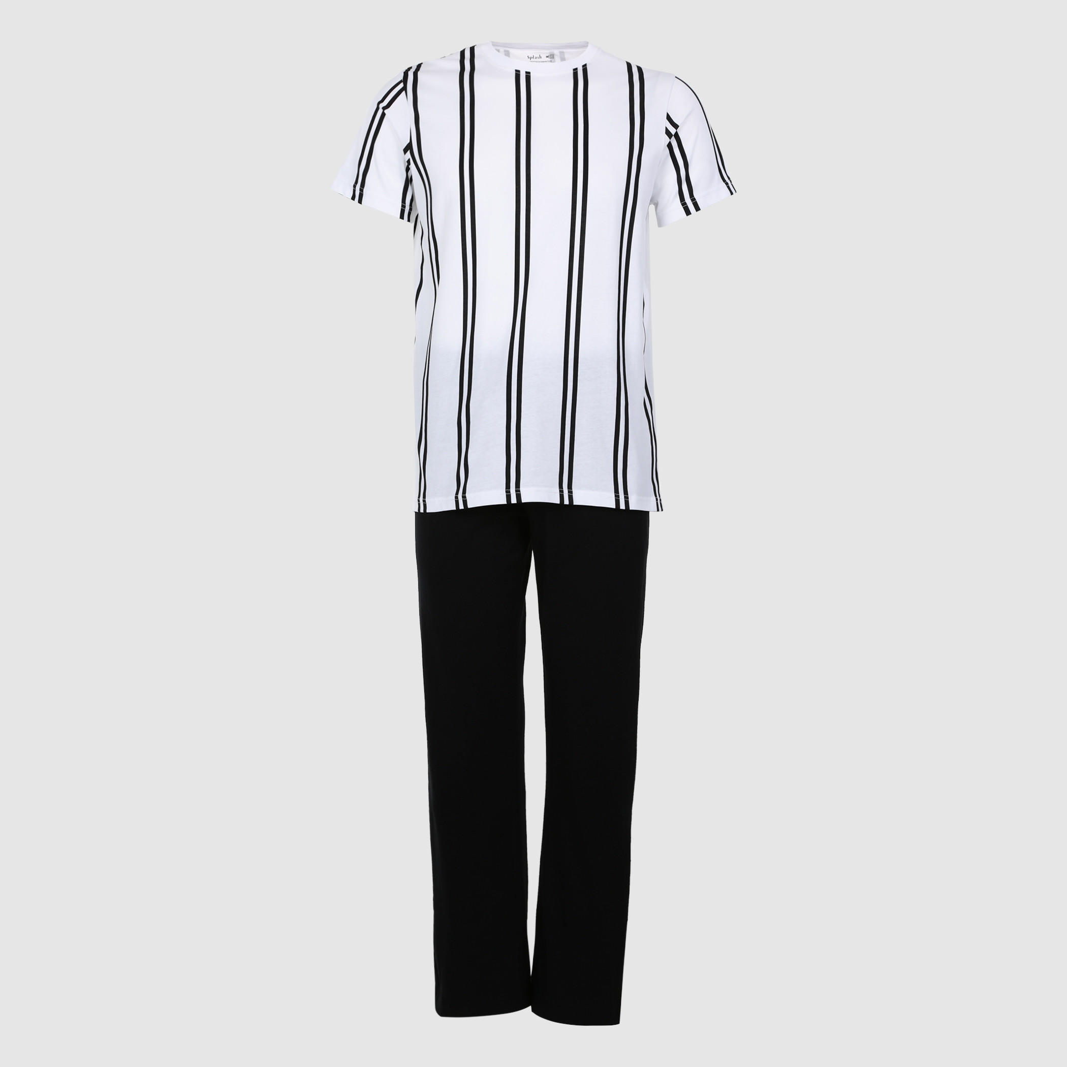 Striped T-Shirt and Pajama Set-men-clothing-nightwear-sets-image-1