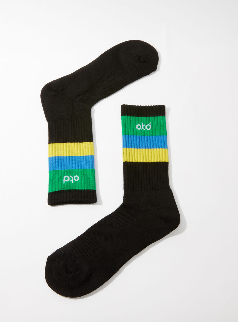 جوارب رياضية مضلّعة متوسطة الطول -men-socks-image-2