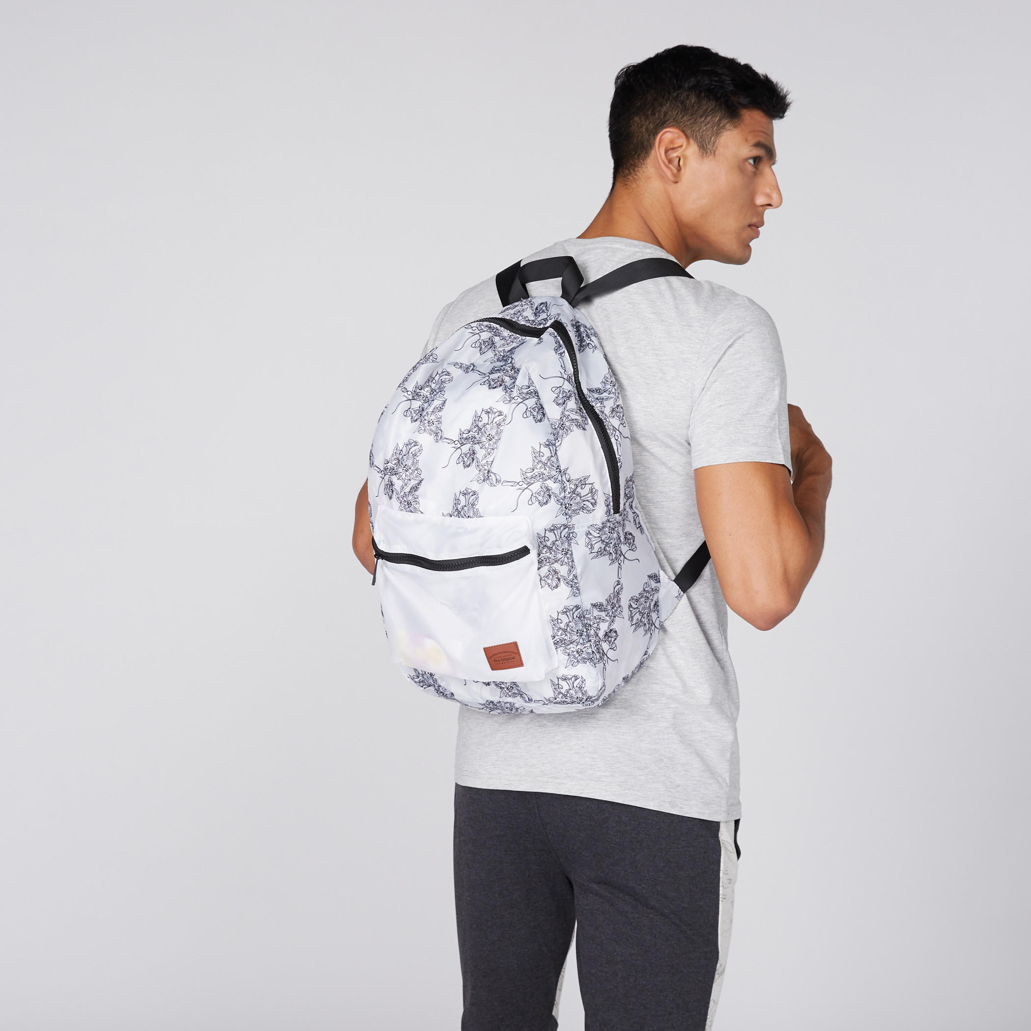 Printed Backpack with Zip Closure and Adjustable Straps-men-bags-image-2