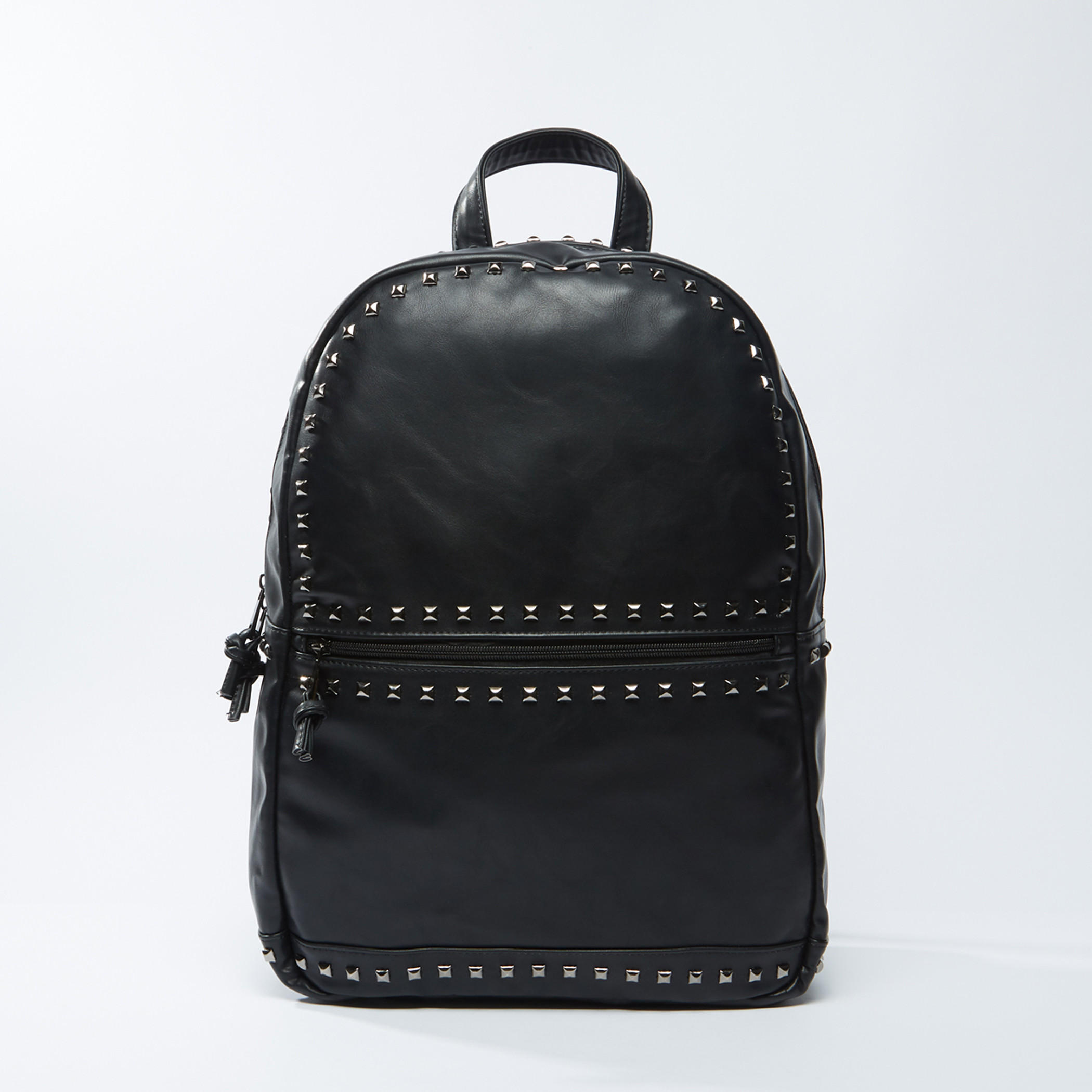 Studded Backpack with Zip Closure and Adjustable Straps-men-bags-image-1