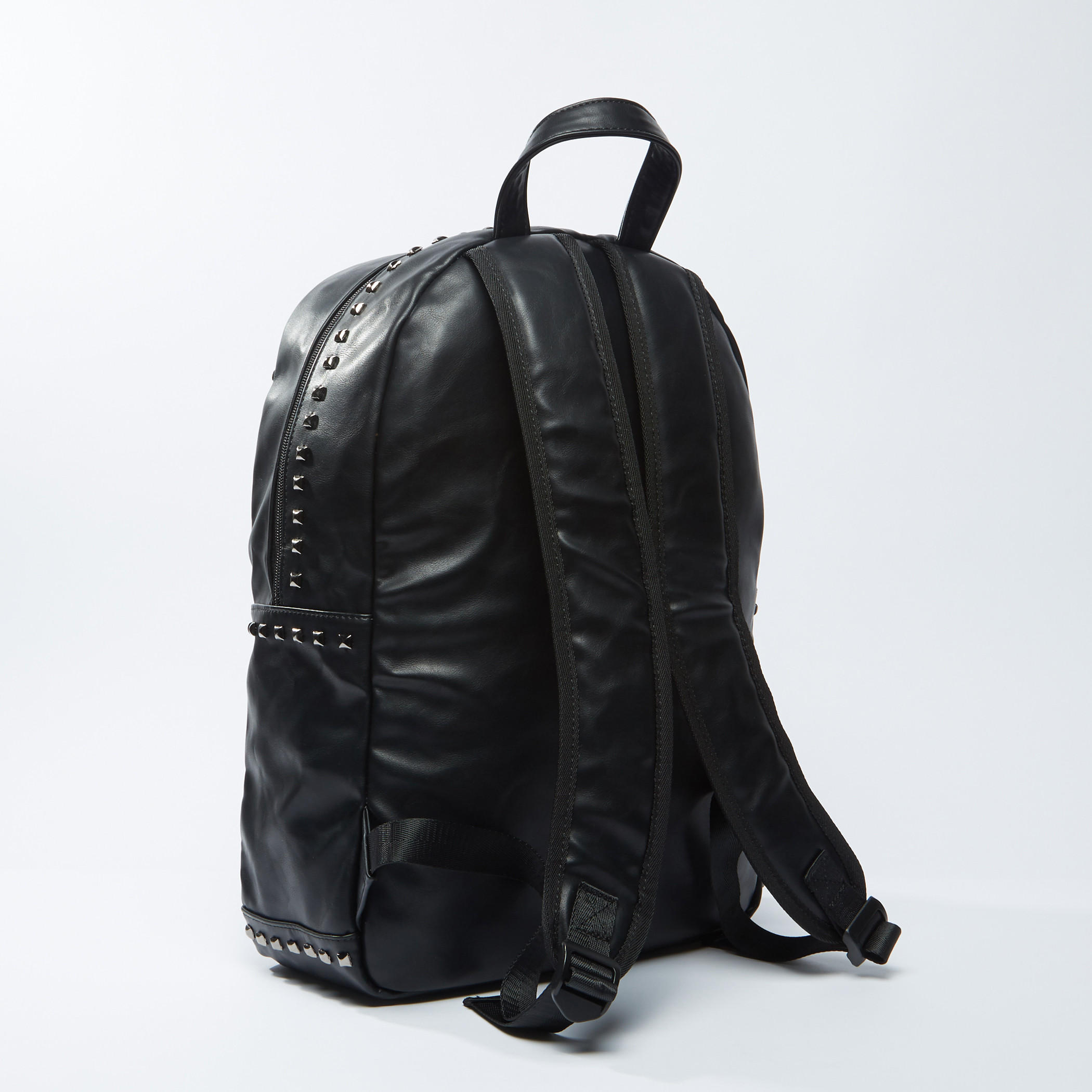 Studded Backpack with Zip Closure and Adjustable Straps-men-bags-image-3