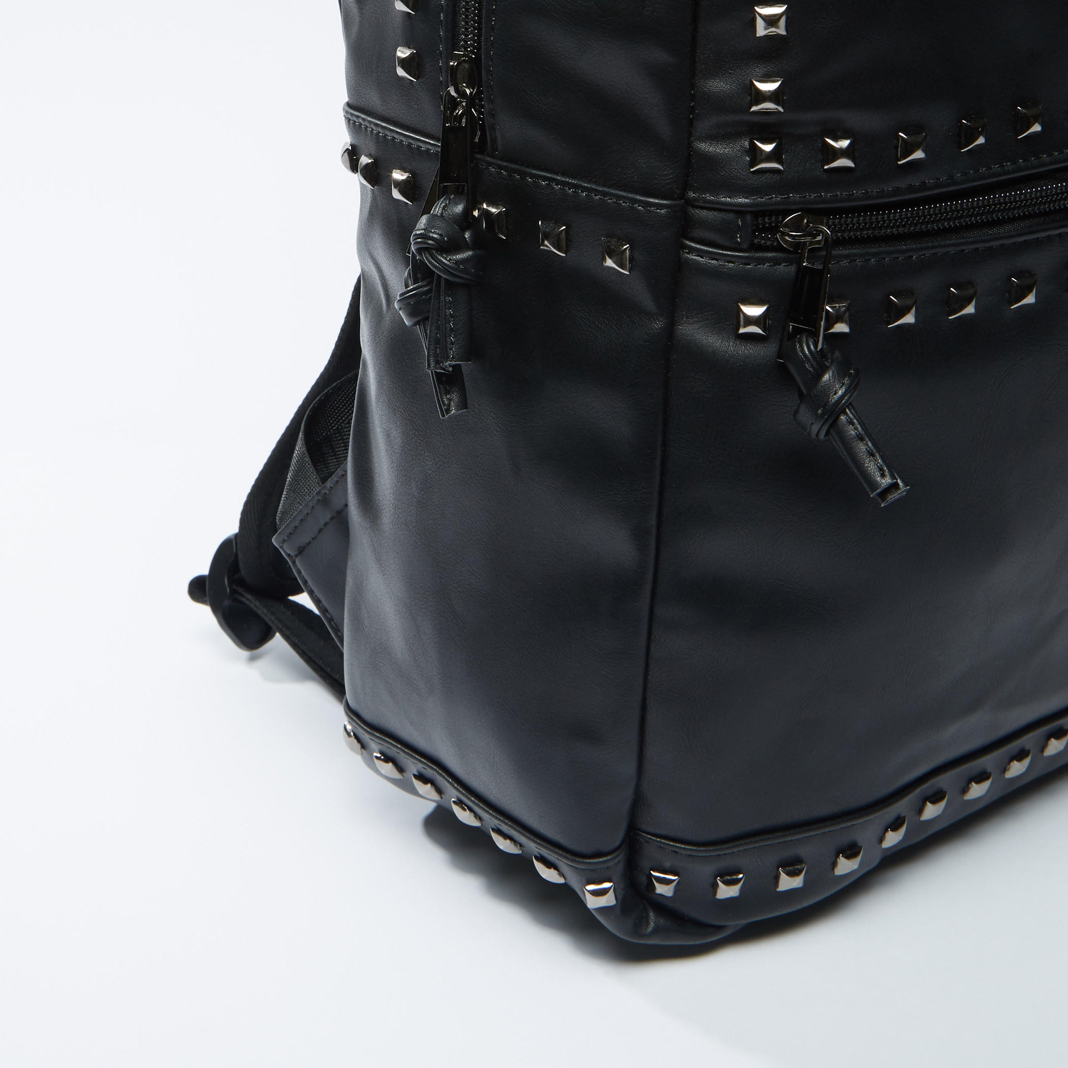 Studded Backpack with Zip Closure and Adjustable Straps-men-bags-image-4