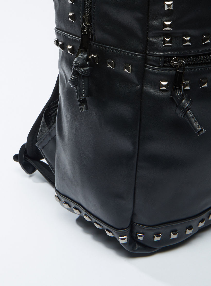 Studded Backpack with Zip Closure and Adjustable Straps-men-bags-image-4