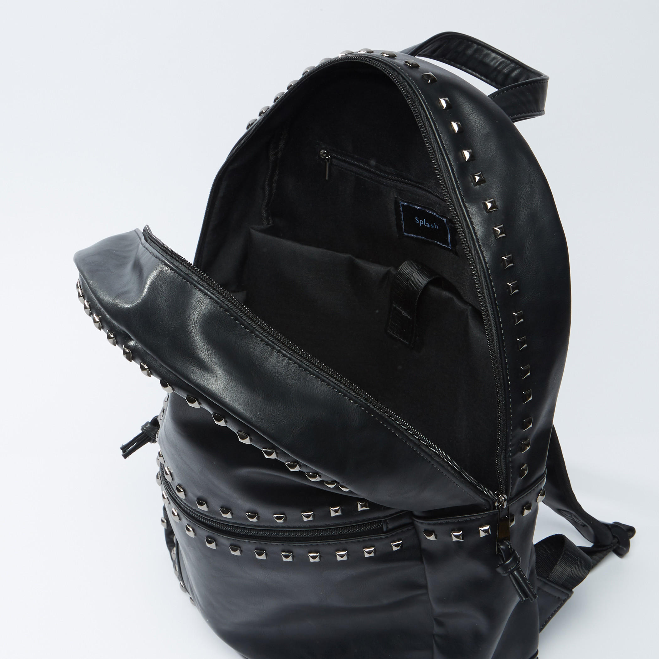 Studded Backpack with Zip Closure and Adjustable Straps-men-bags-image-5