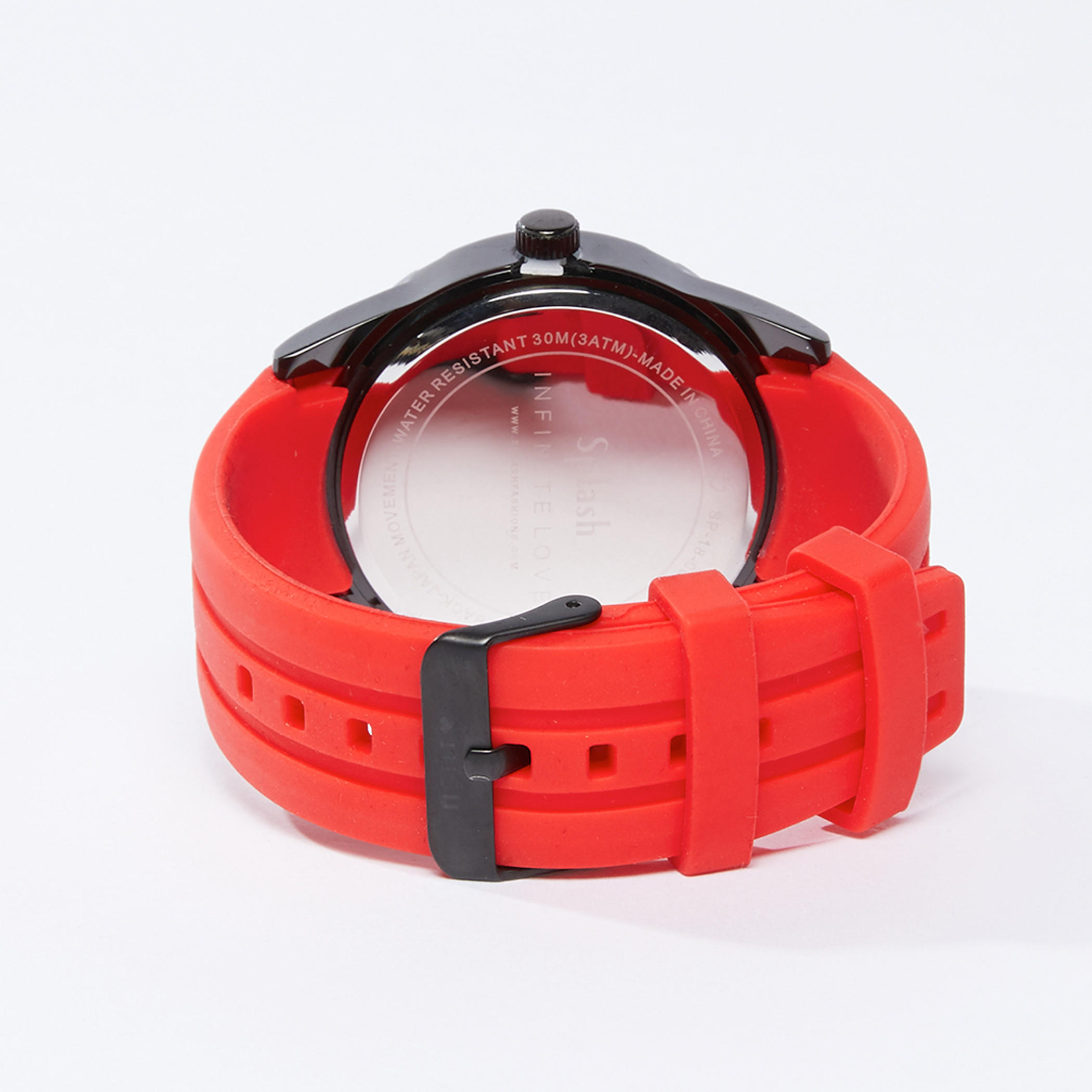 ساعة يد مستديرة بحزام بارز الملمس وإبزيم بدبوس للإغلاق-electronics-accessories-image-3