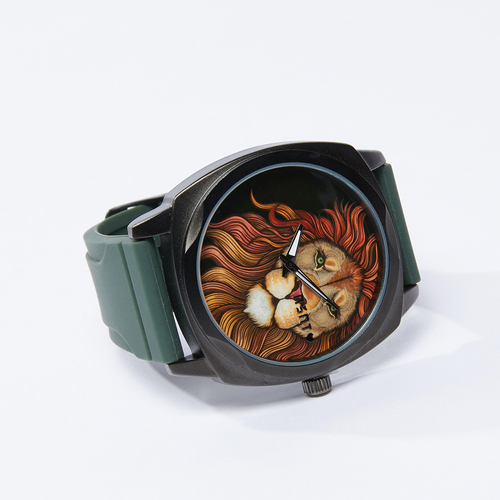 ساعة يد مستديرة بطبعات بحزام وإبزيم بدبوس للإغلاق-electronics-accessories-image-1