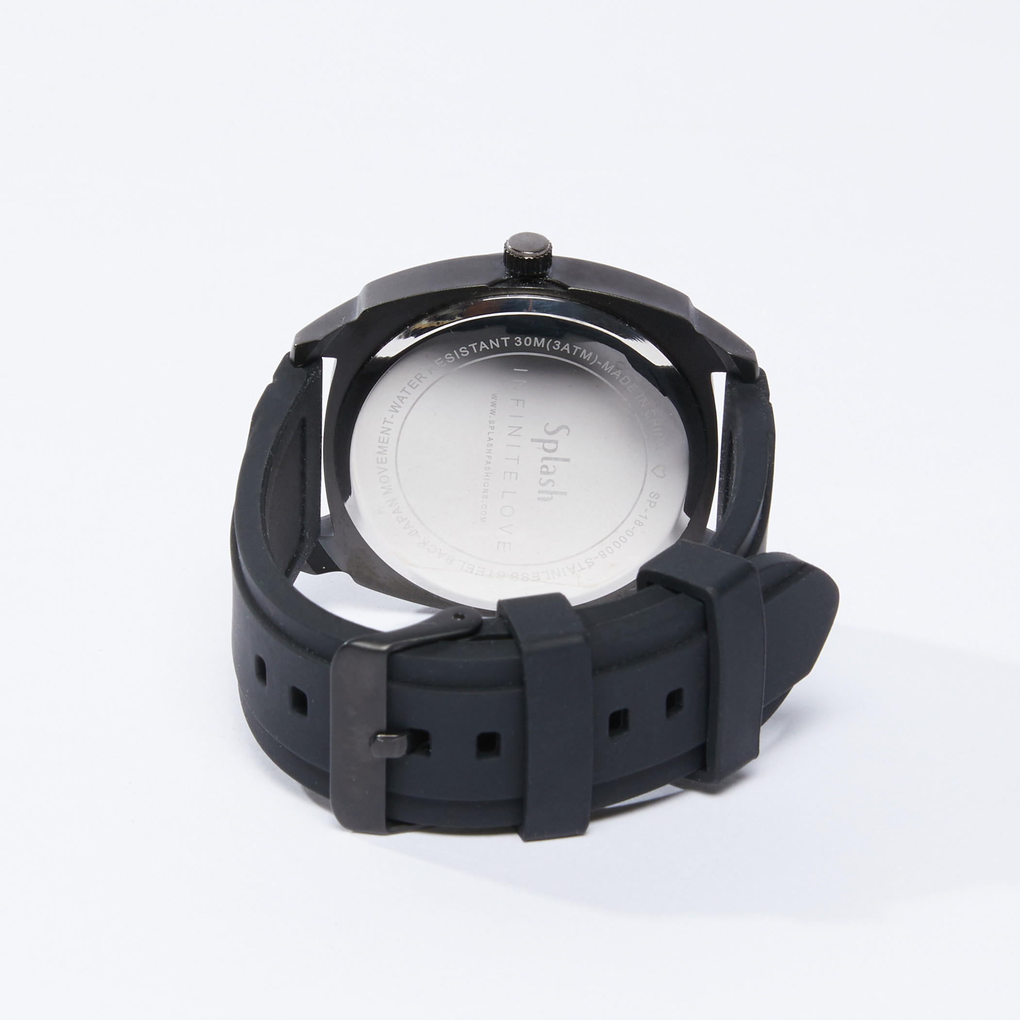 ساعة يد مستديرة بطبعات بحزام وإبزيم بدبوس للإغلاق-electronics-accessories-image-3