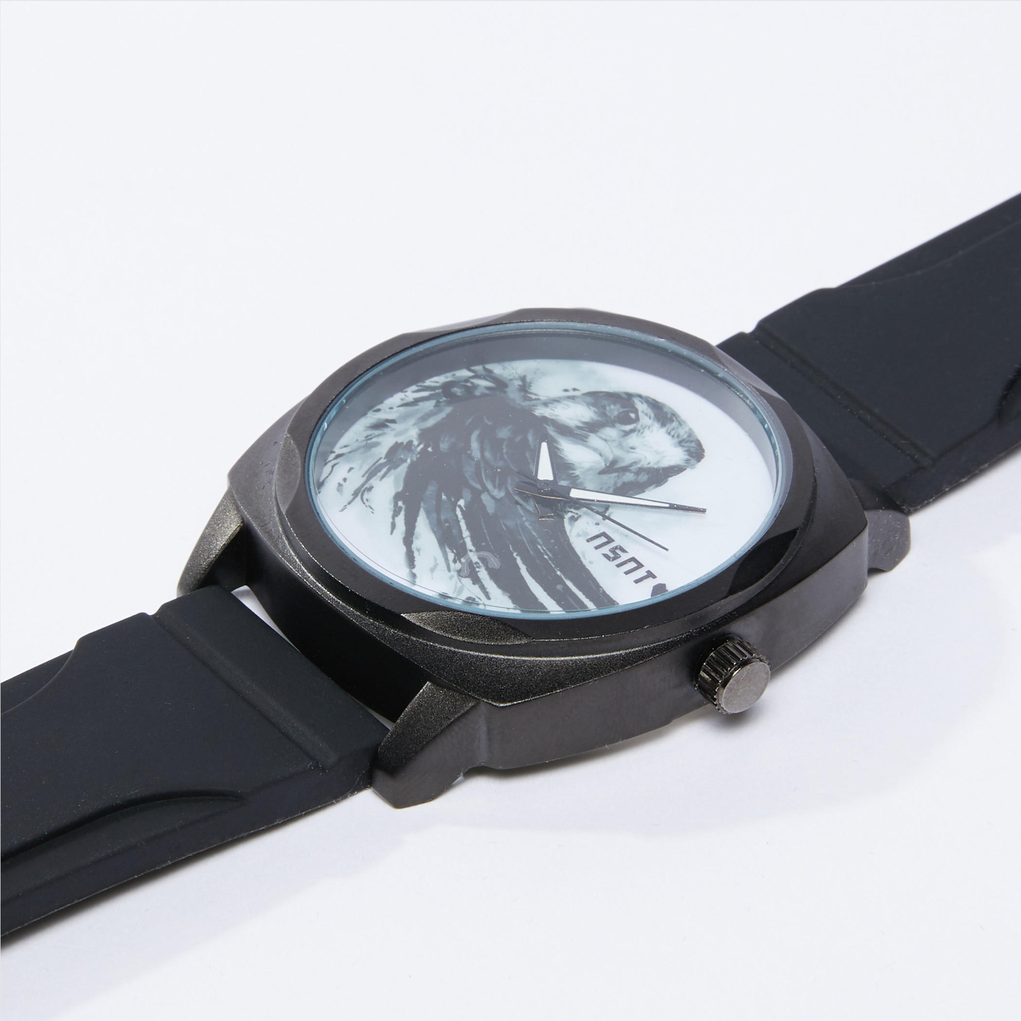 ساعة يد مستديرة بطبعات بحزام وإبزيم بدبوس للإغلاق-electronics-accessories-image-4