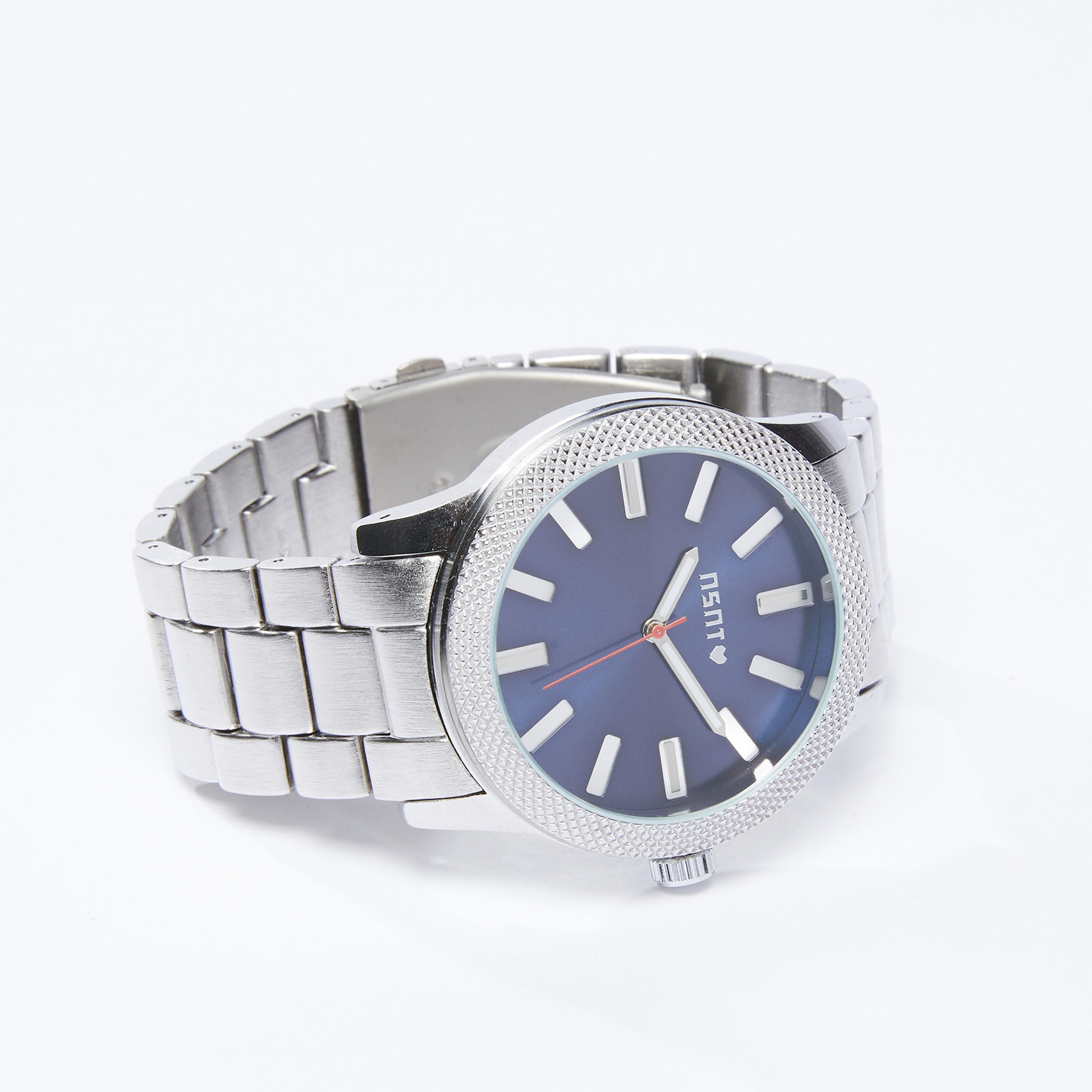 Round Wrist Watch with Metallic Strap and Clasp Closure-electronics-accessories-image-1