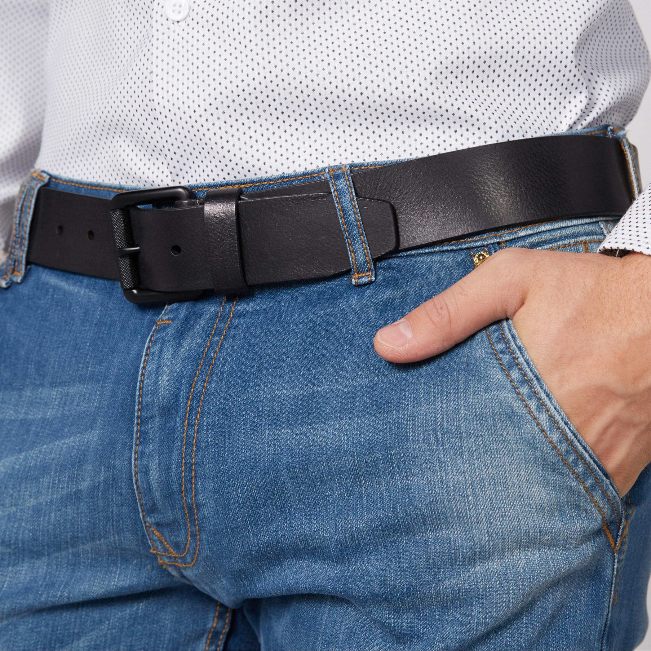 حزام بارز الملمس بإبزيم إغلاق بدبوس-men-beltsandwallets-belts-image-2