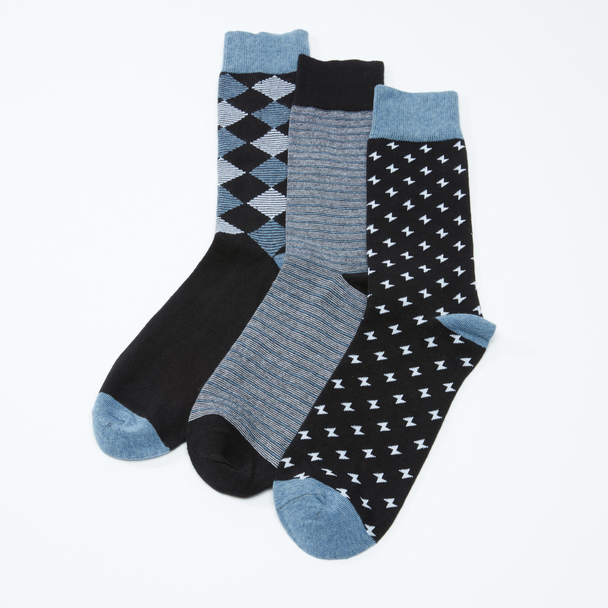 جوارب متوسطة الطول متنوعة - طقم من 3 أزواج-men-socks-image-1