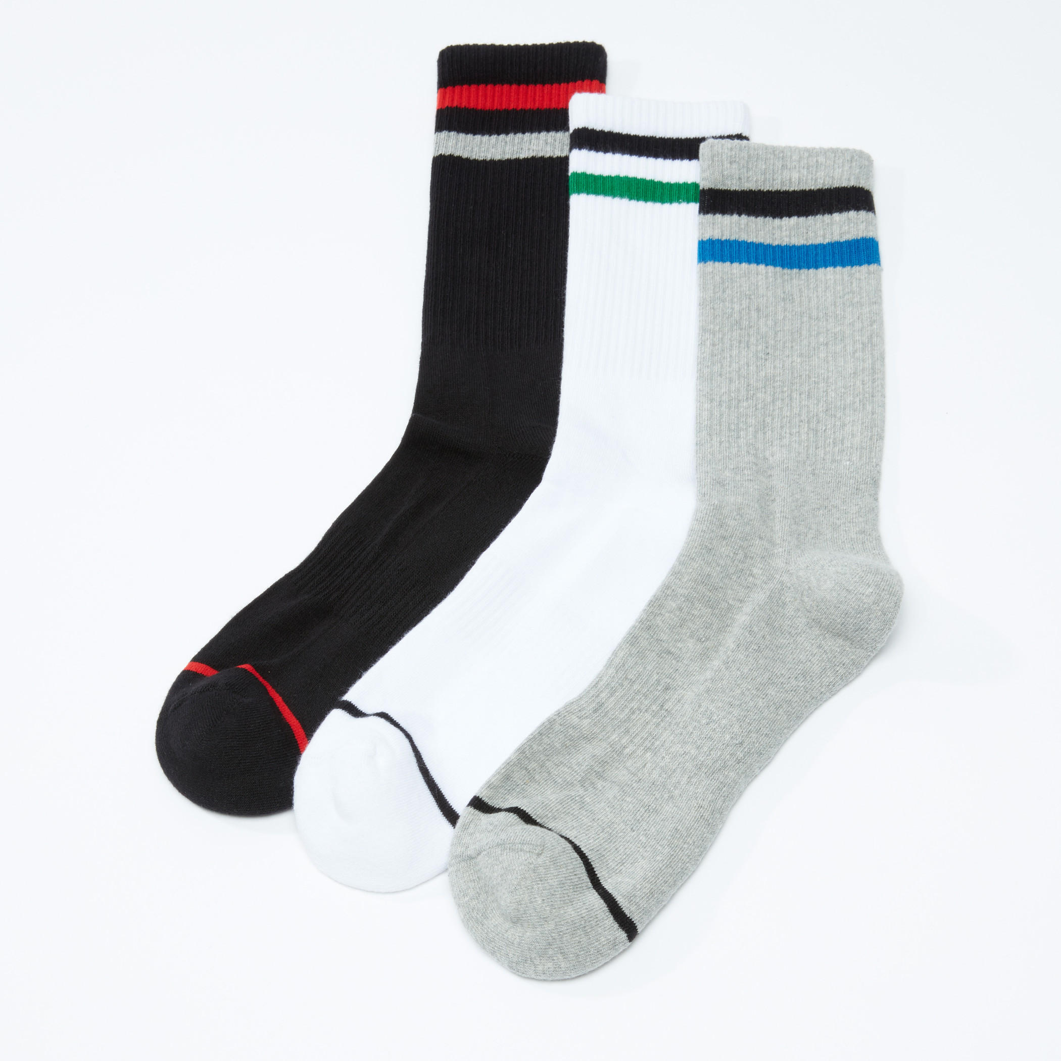 Ribbed Crew Length Socks - Set of 3-men-socks-image-1