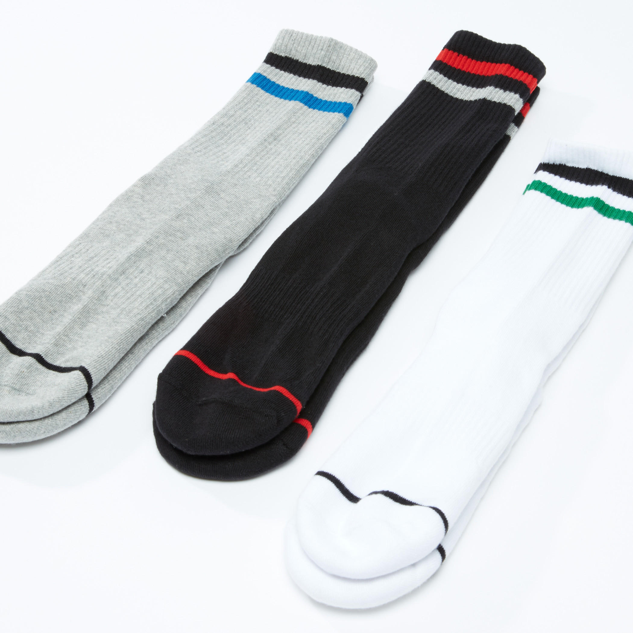 Ribbed Crew Length Socks - Set of 3-men-socks-image-2