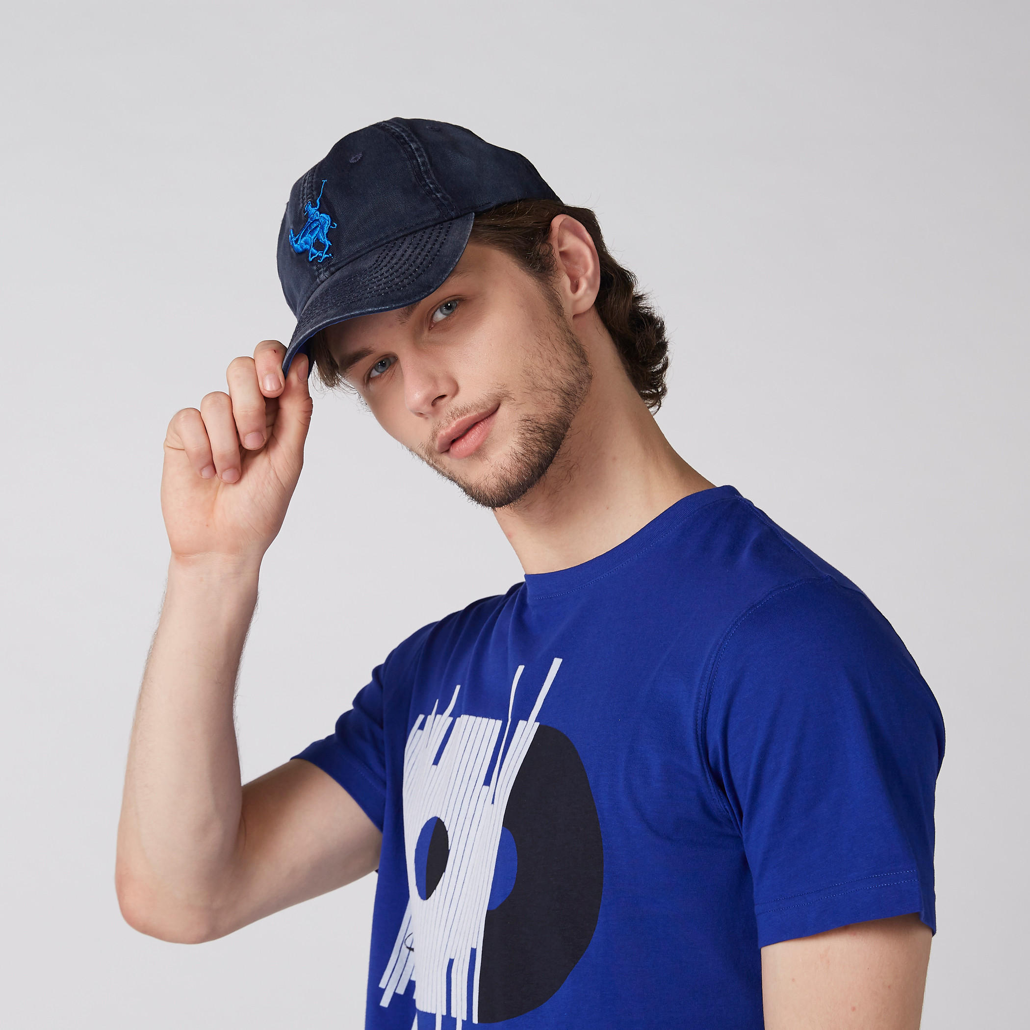 Embroidered Baseball Cap with Stitch Detail-men-caps-image-2