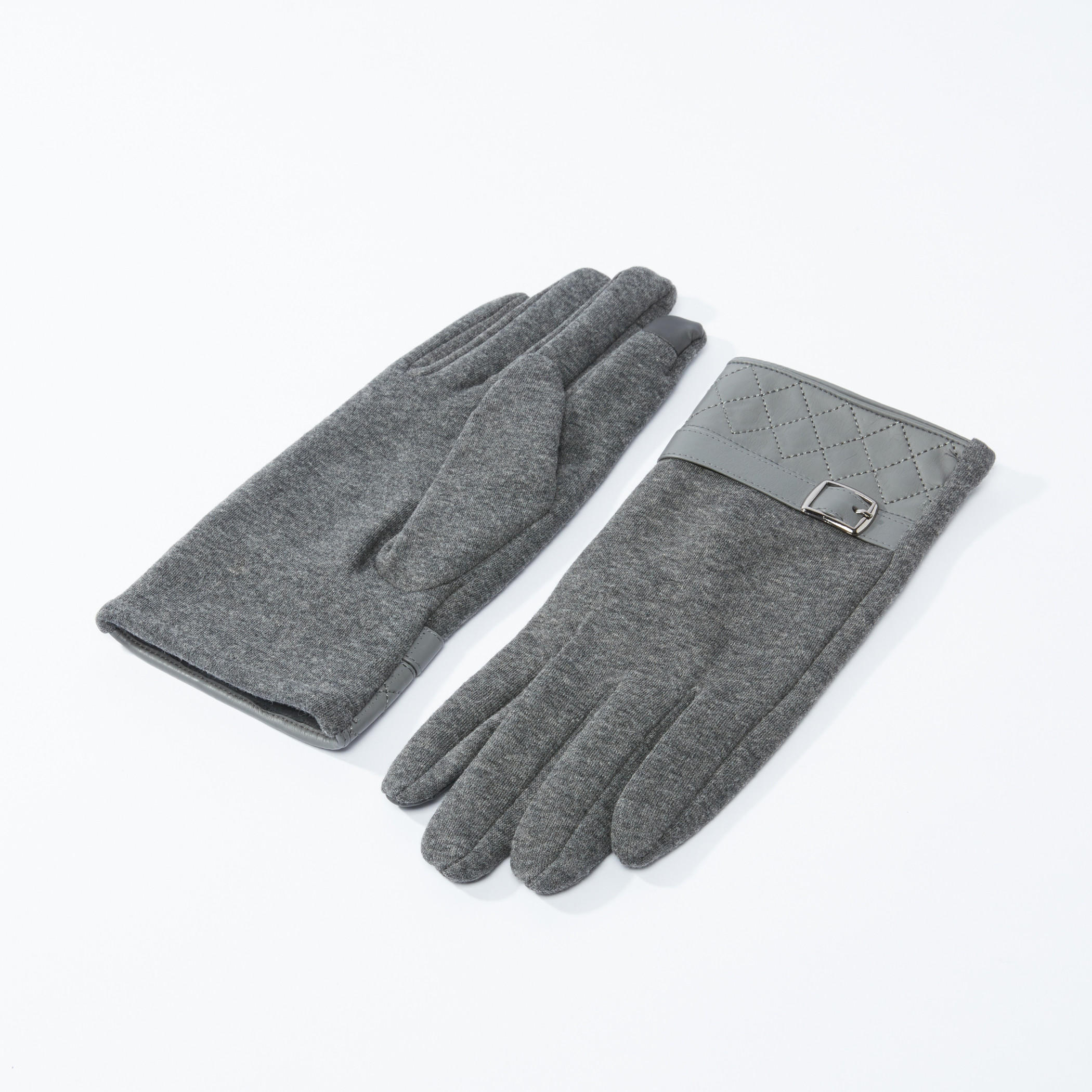 قفازات بارزة الملمس بإبزيم بدبوس ودرزات-men-scarvesandgloves-image-2