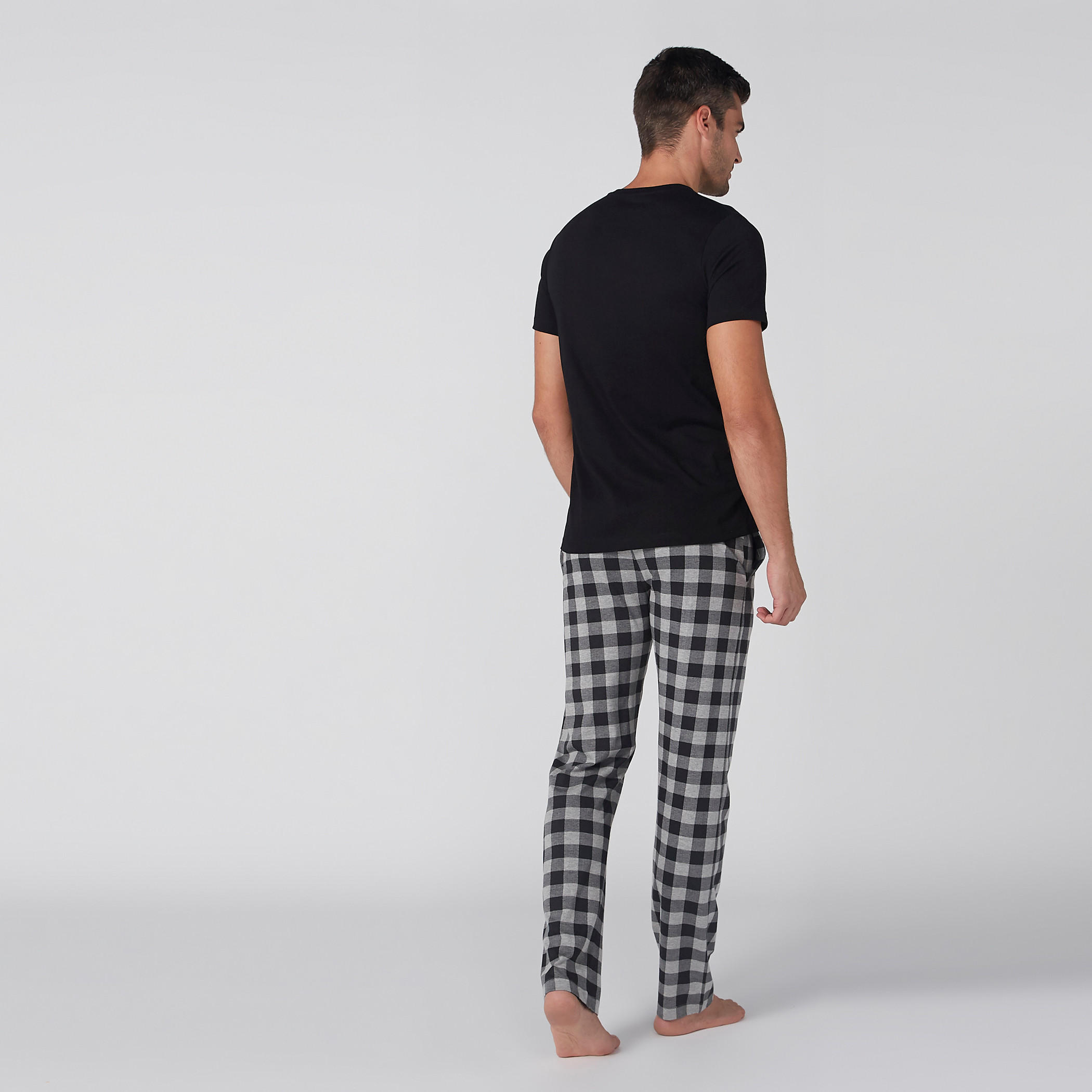 Round Neck T-Shirt and Chequered Pyjama Set-men-clothing-nightwear-sets-image-3