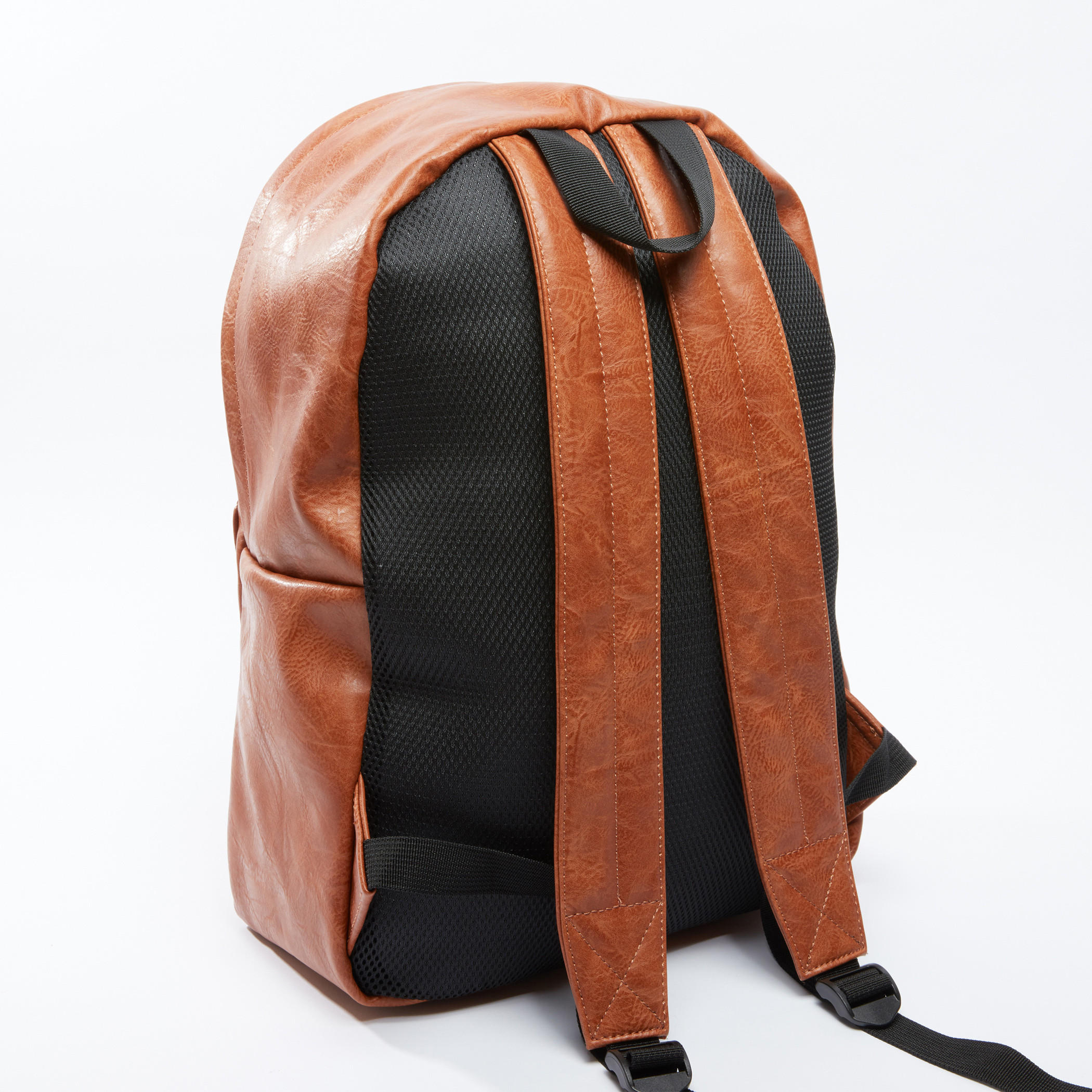 Textured Backpack with Zip Closure and Adjustable Shoulder Straps-men-bags-image-2