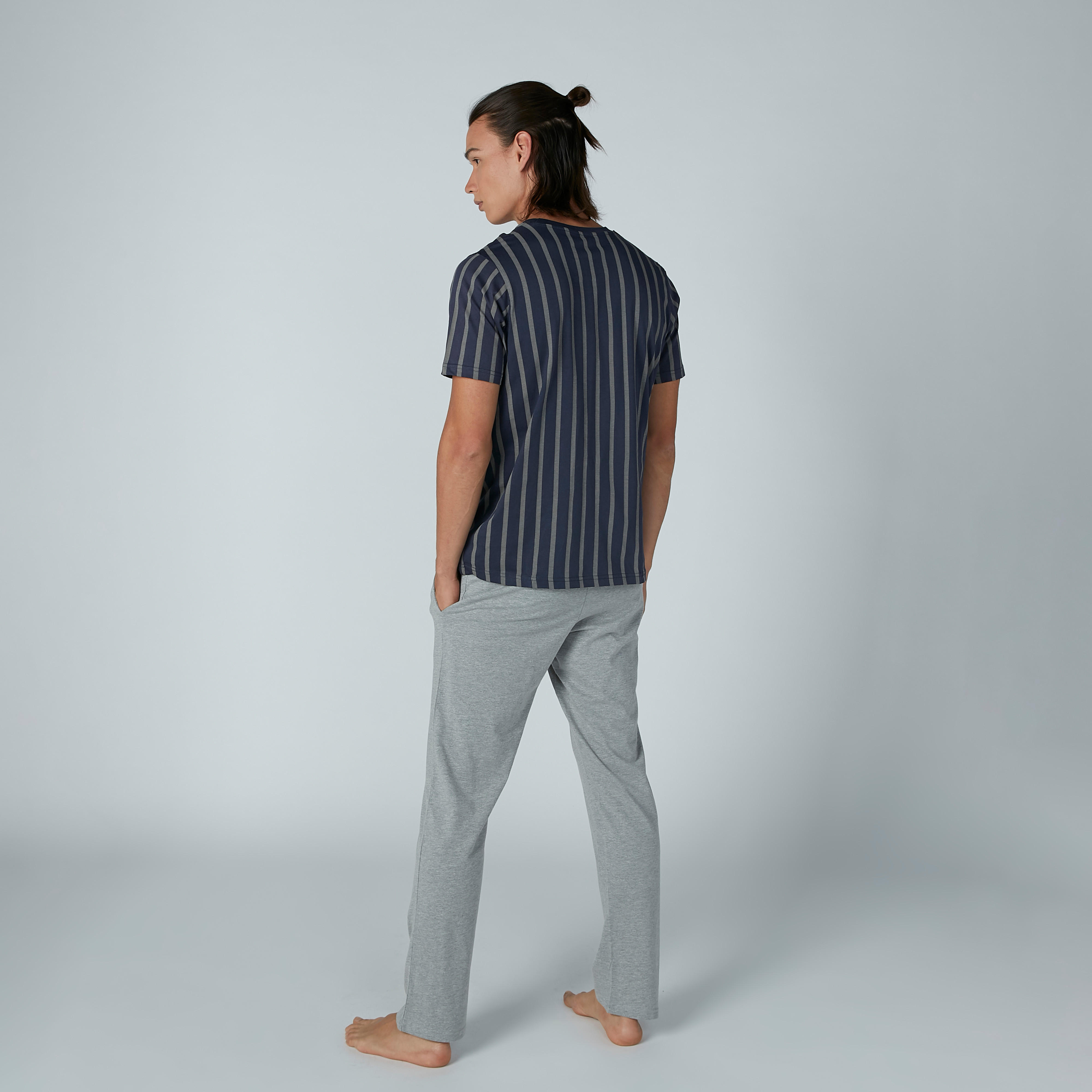 طقم بنطال بيجاما طويل وتيشيرت مقلّم - طقم من قطعتين-men-clothing-nightwear-sets-image-3