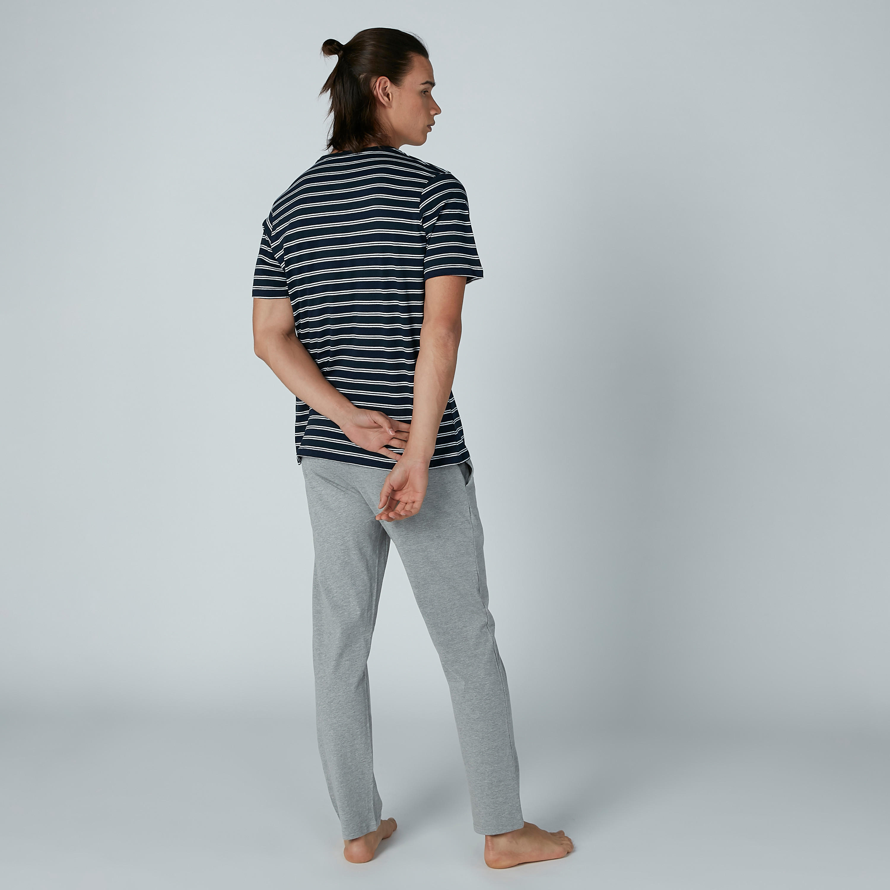 طقم بنطال بيجاما طويل وتيشيرت مقلّم - طقم من قطعتين-men-clothing-nightwear-sets-image-2