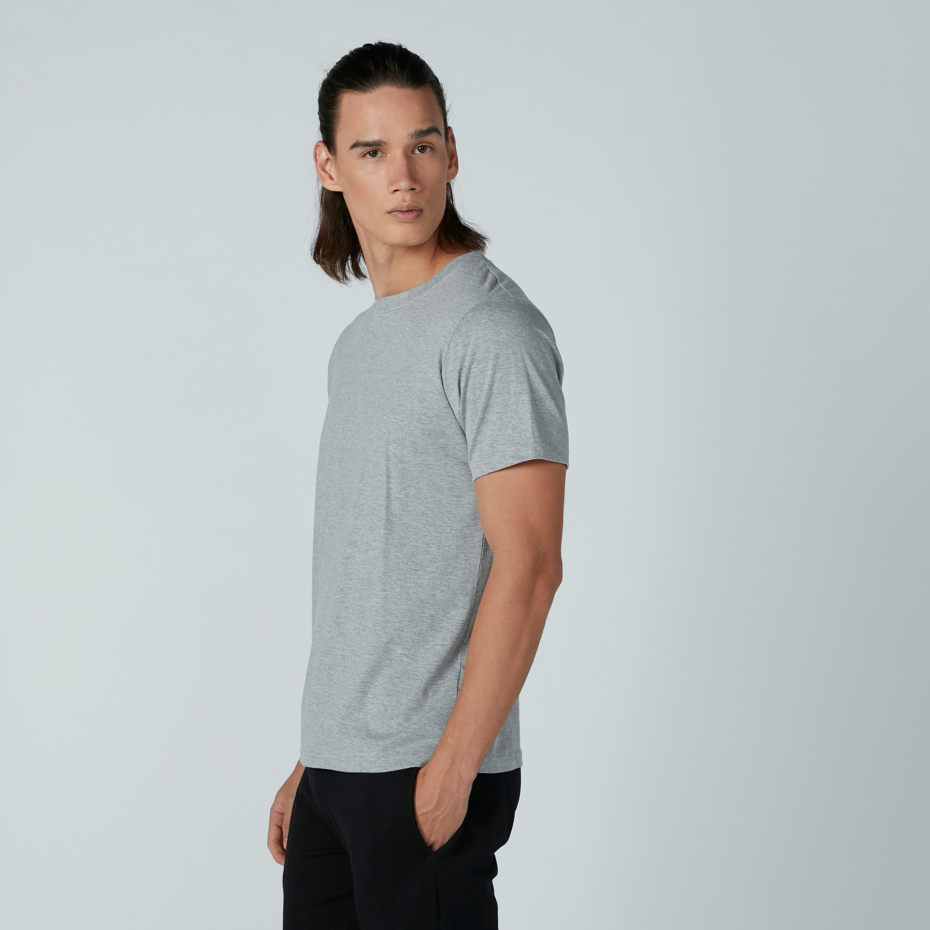 تيشيرت سادة بياقة مستديرة وأكمام قصيرة – طقم من قطعتين-men-clothing-nightwear-sets-image-1