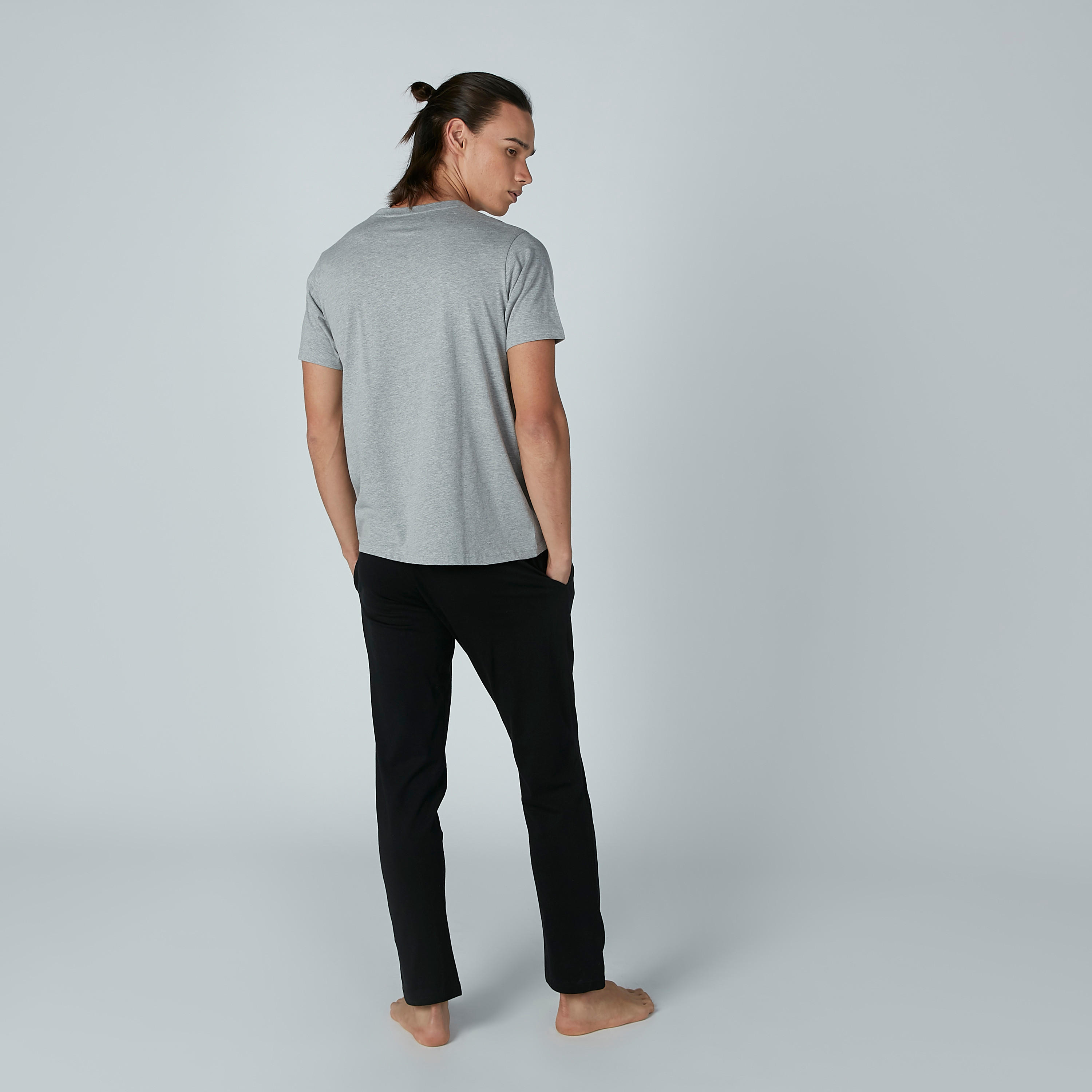 تيشيرت سادة بياقة مستديرة وأكمام قصيرة – طقم من قطعتين-men-clothing-nightwear-sets-image-3