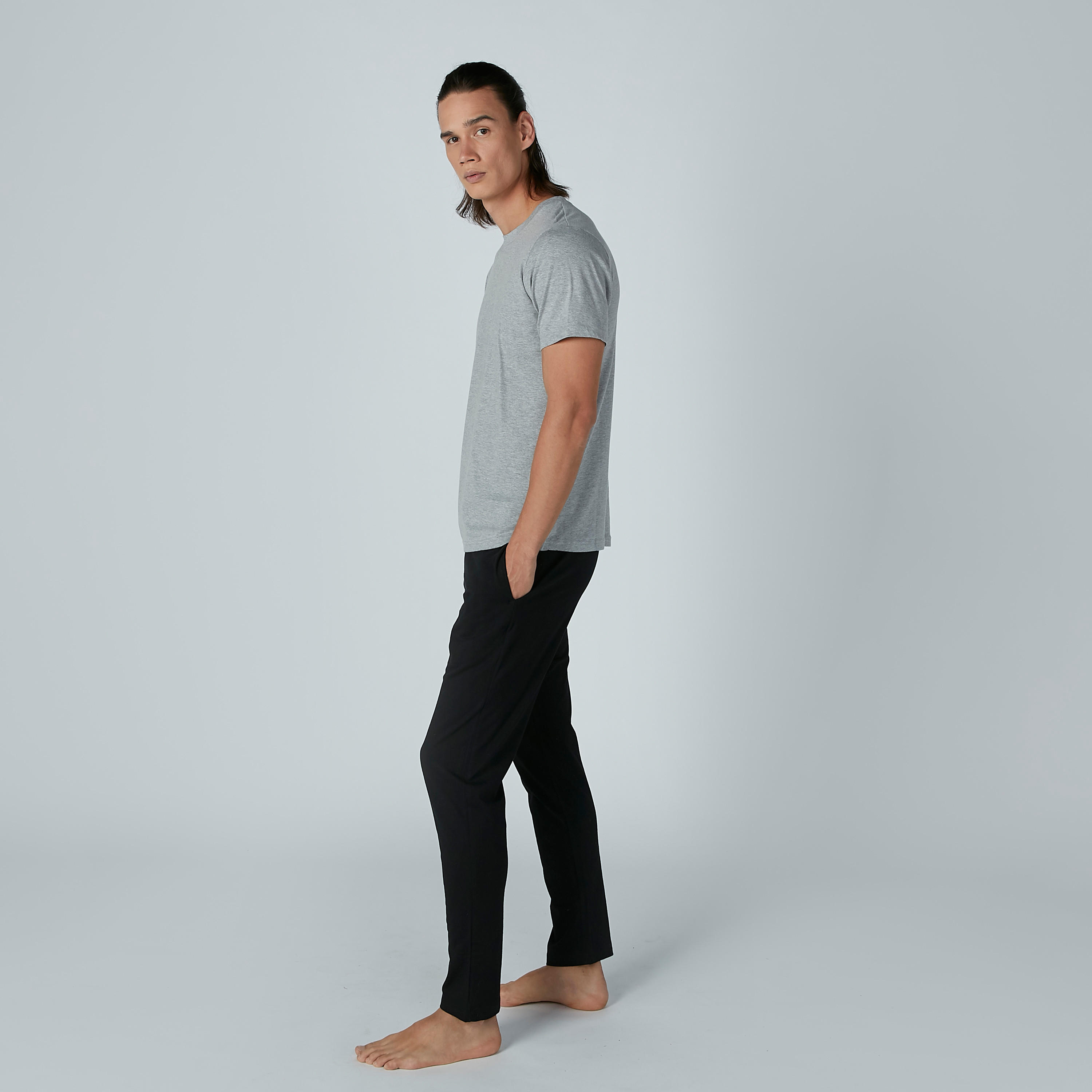 تيشيرت سادة بياقة مستديرة وأكمام قصيرة – طقم من قطعتين-men-clothing-nightwear-sets-image-4