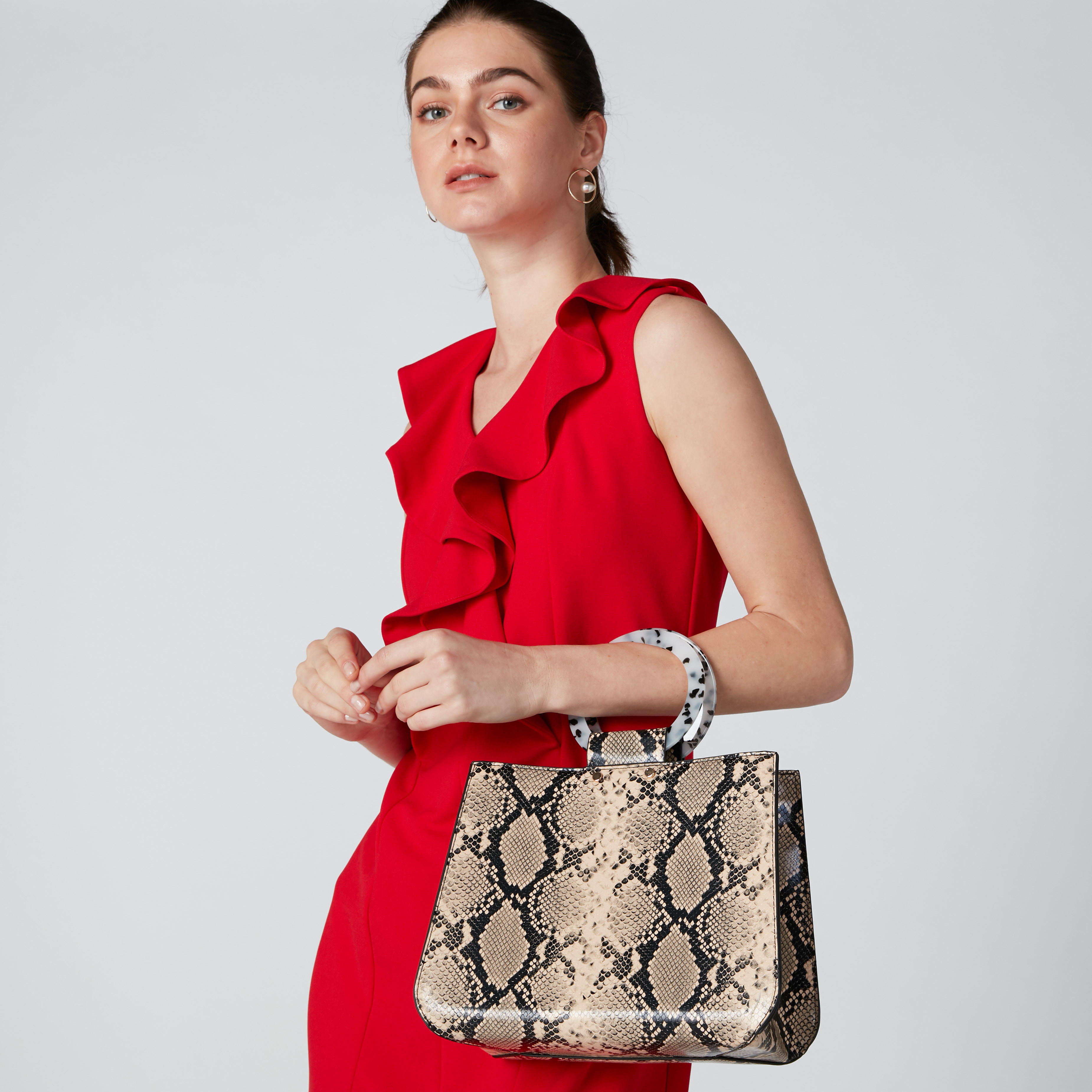 Animal Printed Handbag with Top Handle and Zip Closure-women-bagsandwallets-handbags-image-2