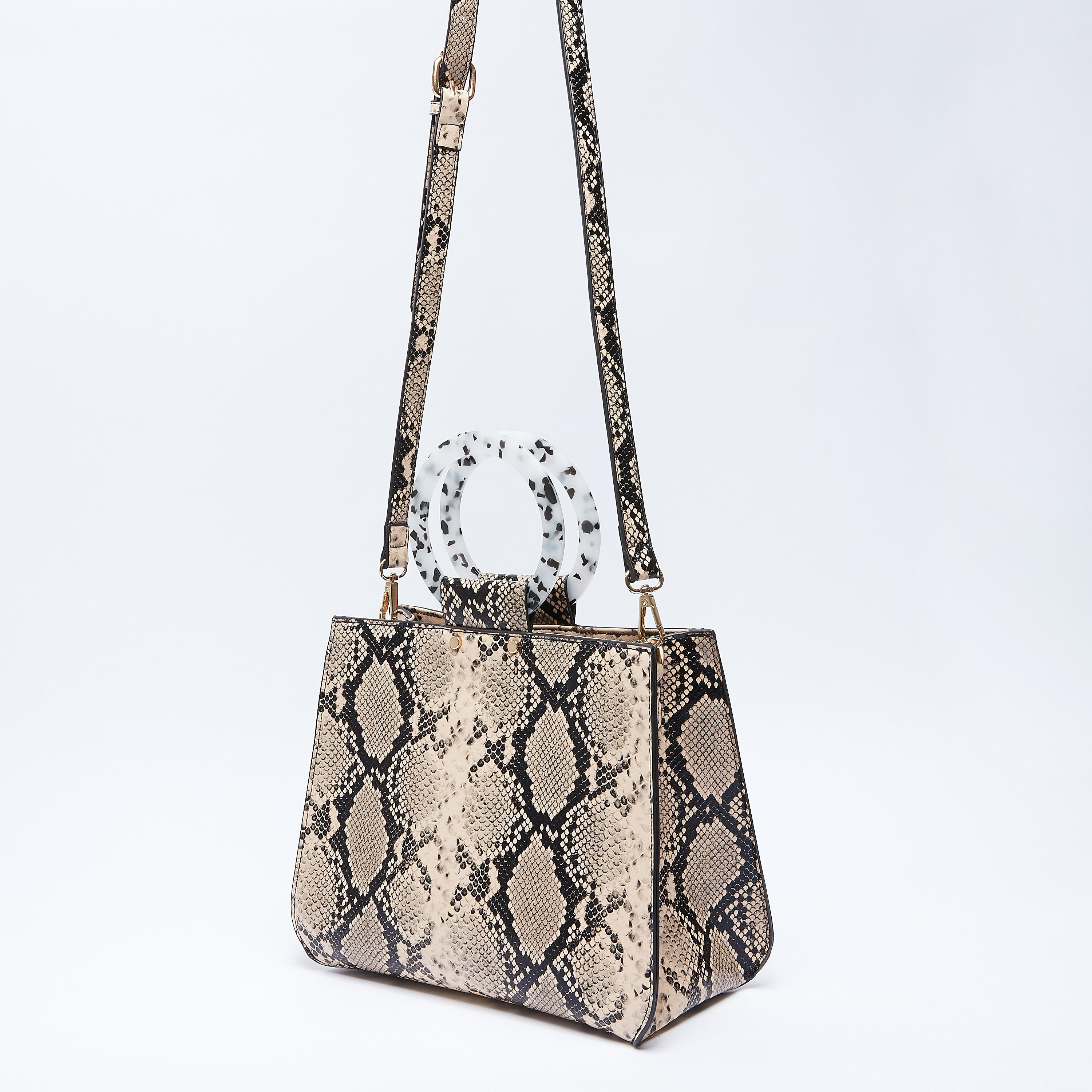 Animal Printed Handbag with Top Handle and Zip Closure-women-bagsandwallets-handbags-image-3