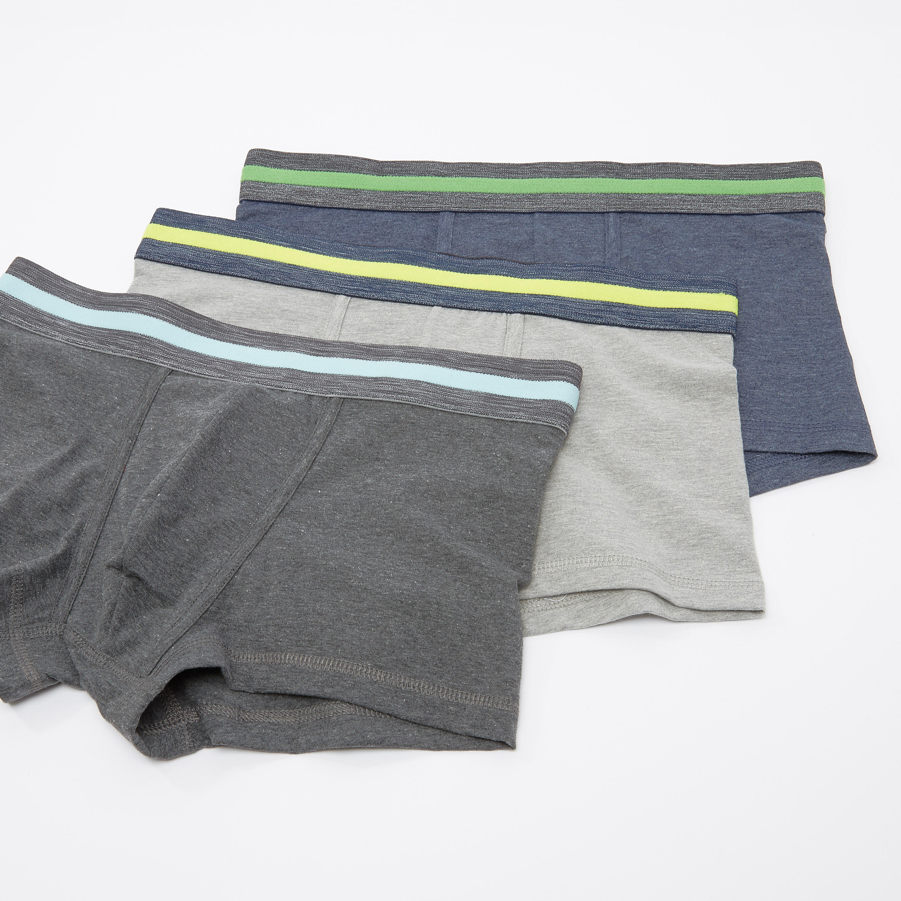 Set of 3 - Plain Trunks with Striped Elasticised Waistband-men-clothing-innerwear-underwear-image-1