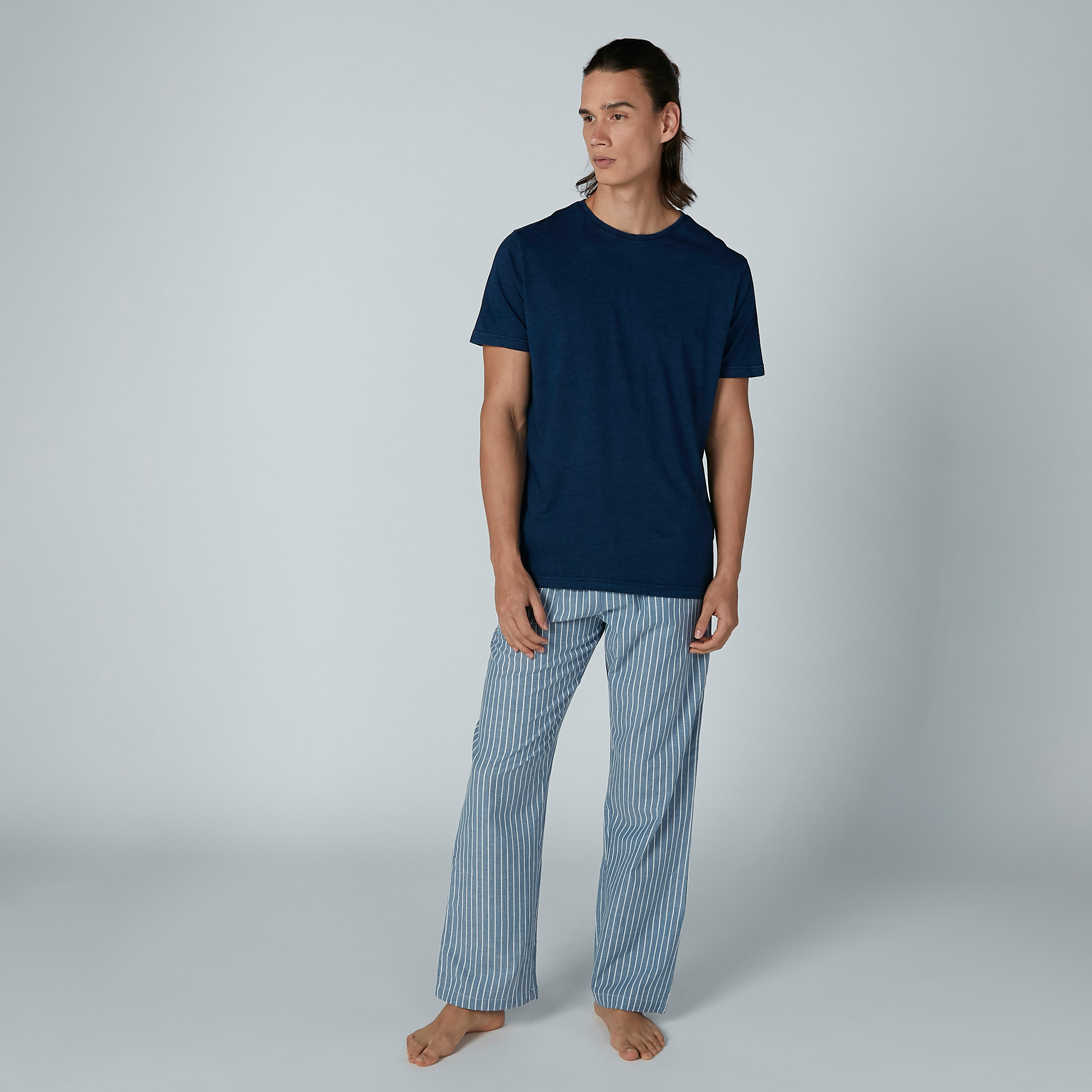 Round Neck T-shirt and Striped Pyjama Set-men-clothing-nightwear-sets-image-3