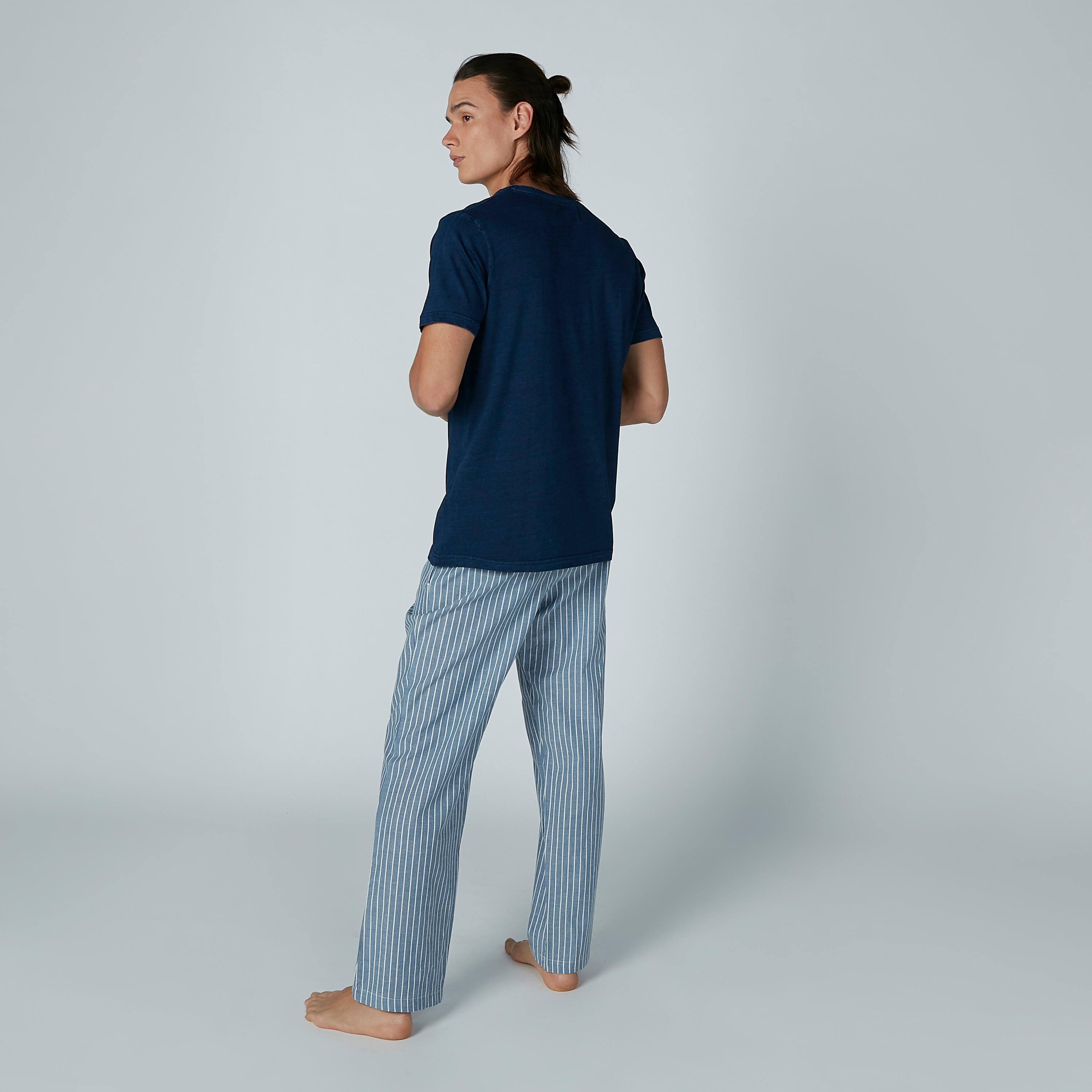 Round Neck T-shirt and Striped Pyjama Set-men-clothing-nightwear-sets-image-4