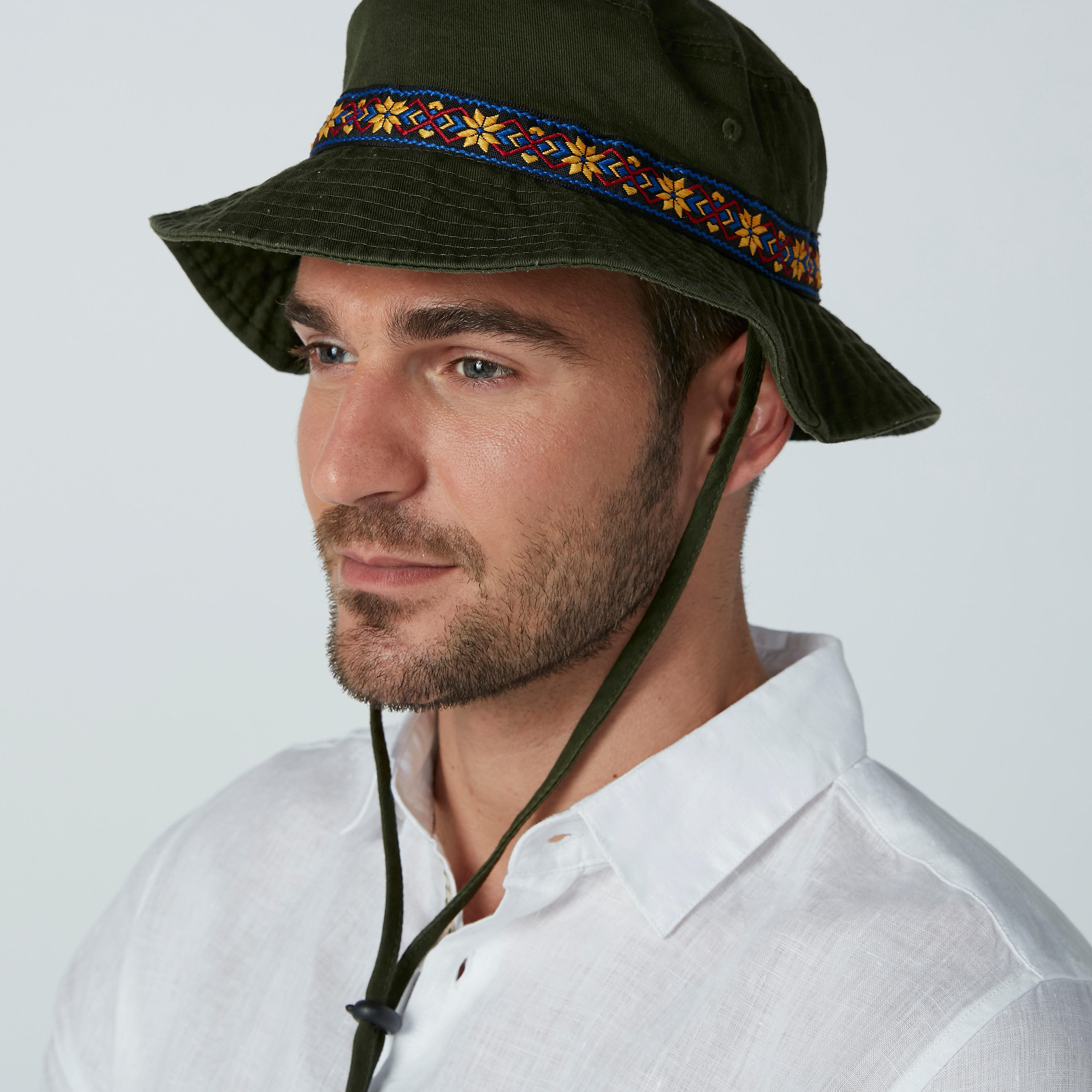 Textured Hat with Hatband and Buckle Detail-men-caps-image-2