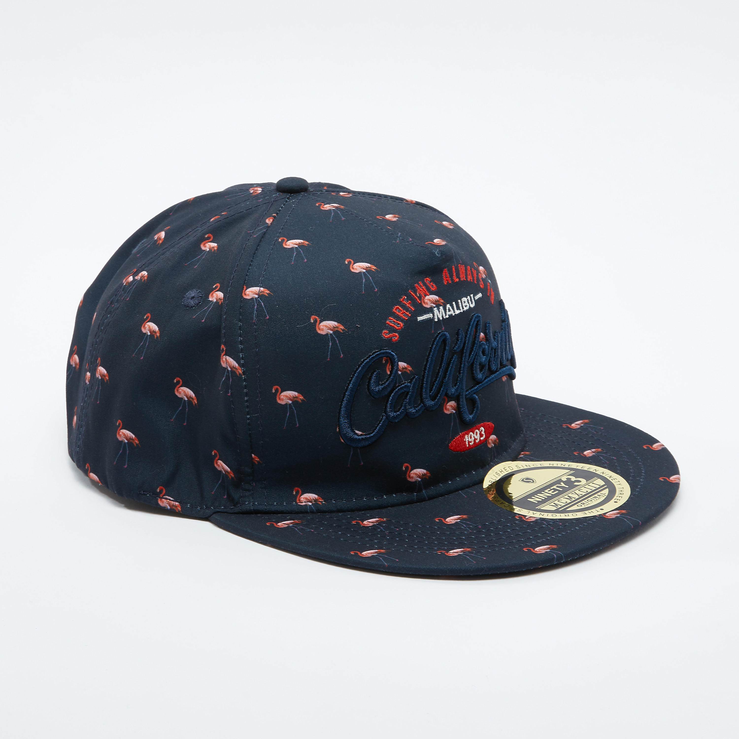 Flamingo Printed Cap with Embroidery and Snap Closure-men-caps-image-1