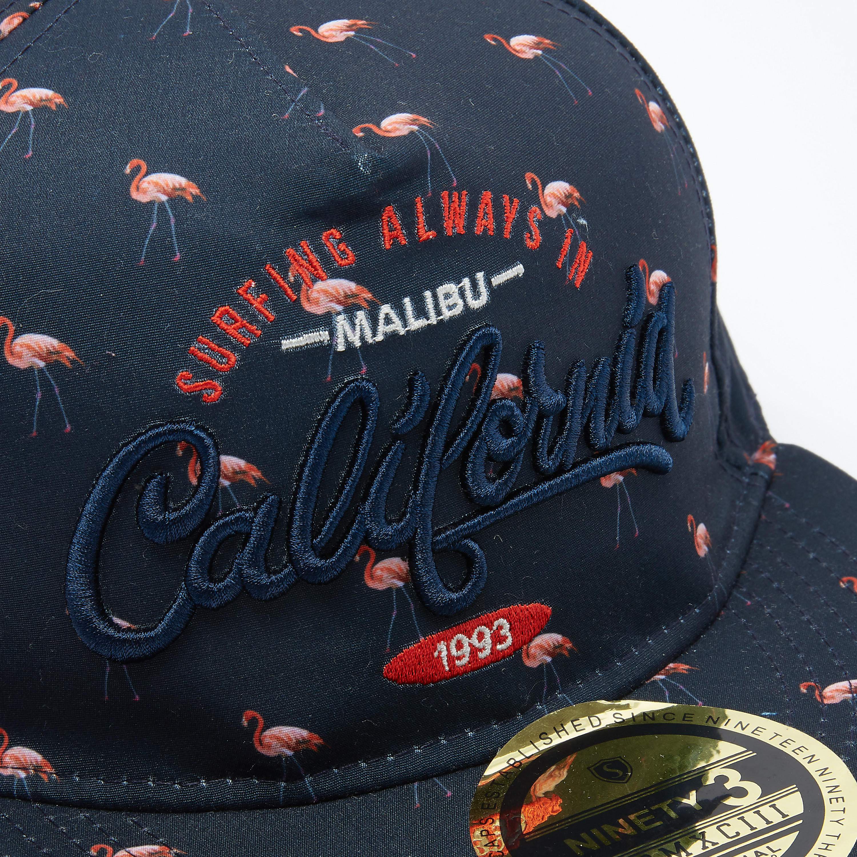 Flamingo Printed Cap with Embroidery and Snap Closure-men-caps-image-3