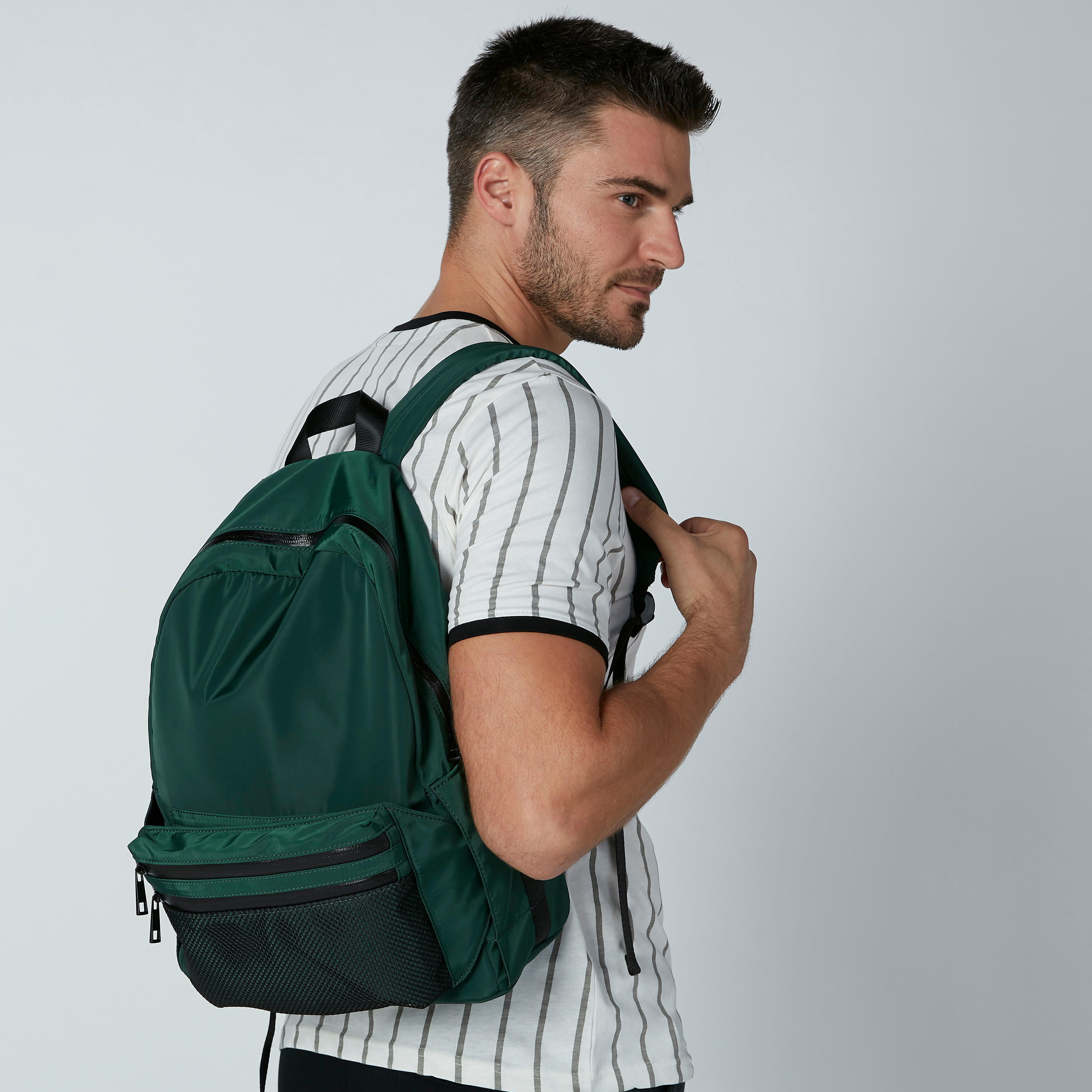 Plain Backpack with Zip Closure and Adjustable Backstraps-men-bags-image-2