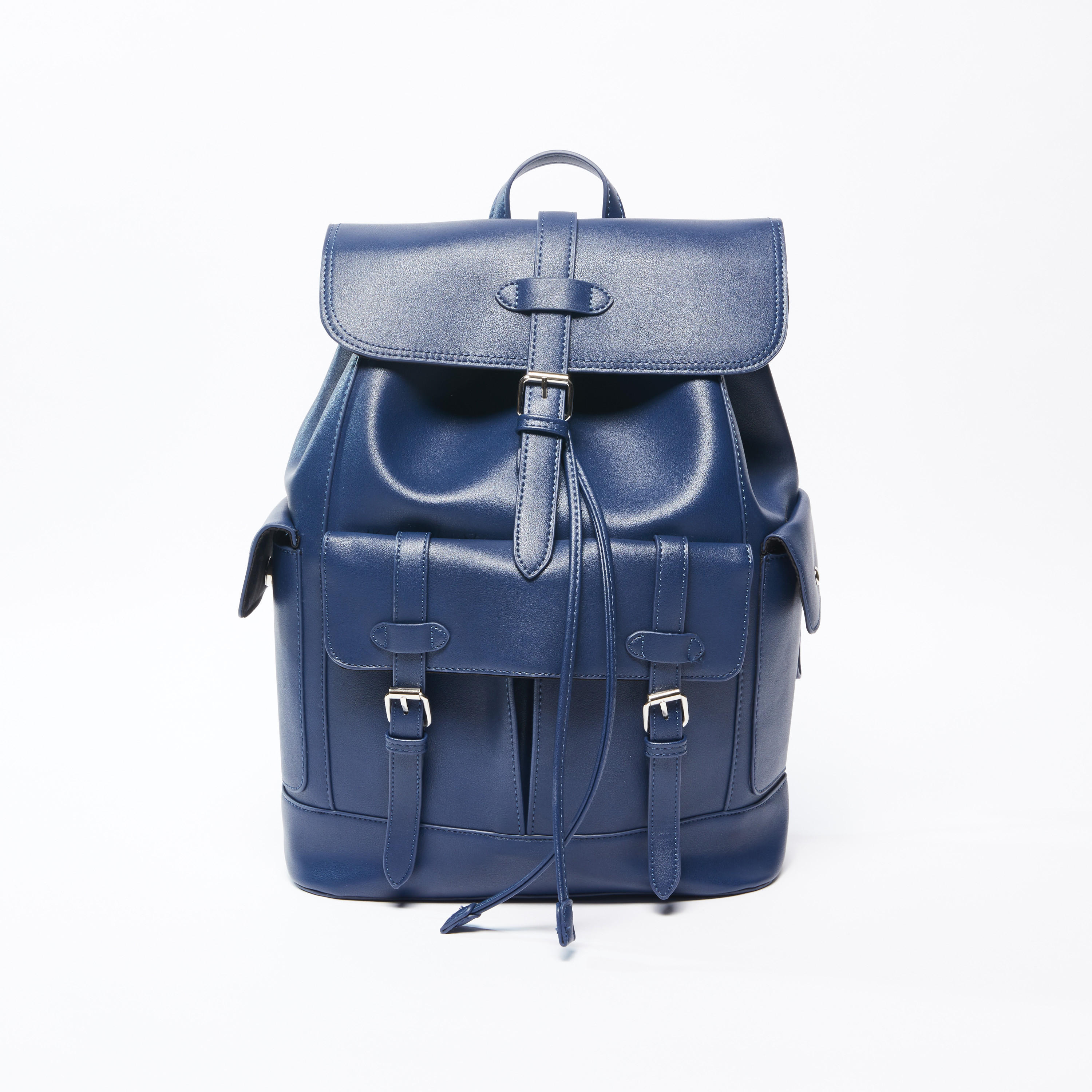 Textured Backpack with Flap and Drawstring Closure-men-bags-image-1