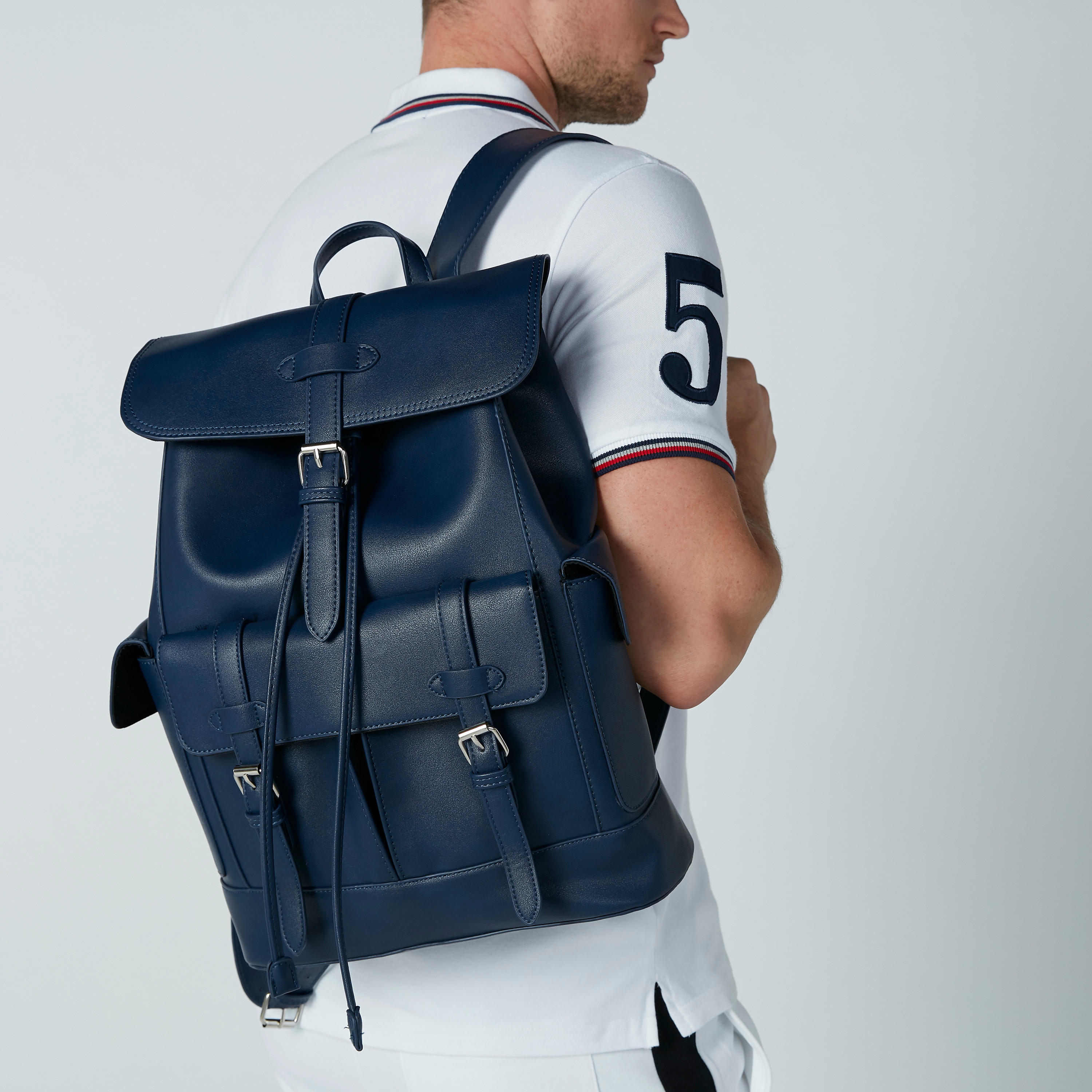 Textured Backpack with Flap and Drawstring Closure-men-bags-image-2