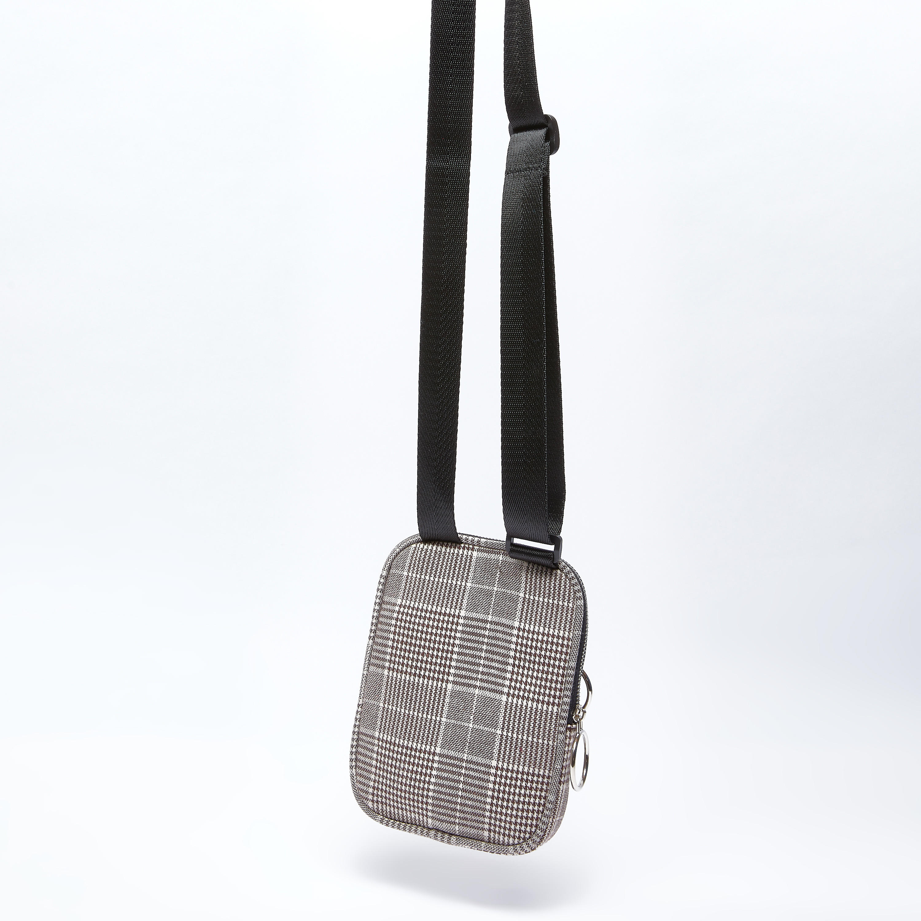 Chequered Messenger Bag with Zip Closure and Adjustable Strap-men-bags-image-3