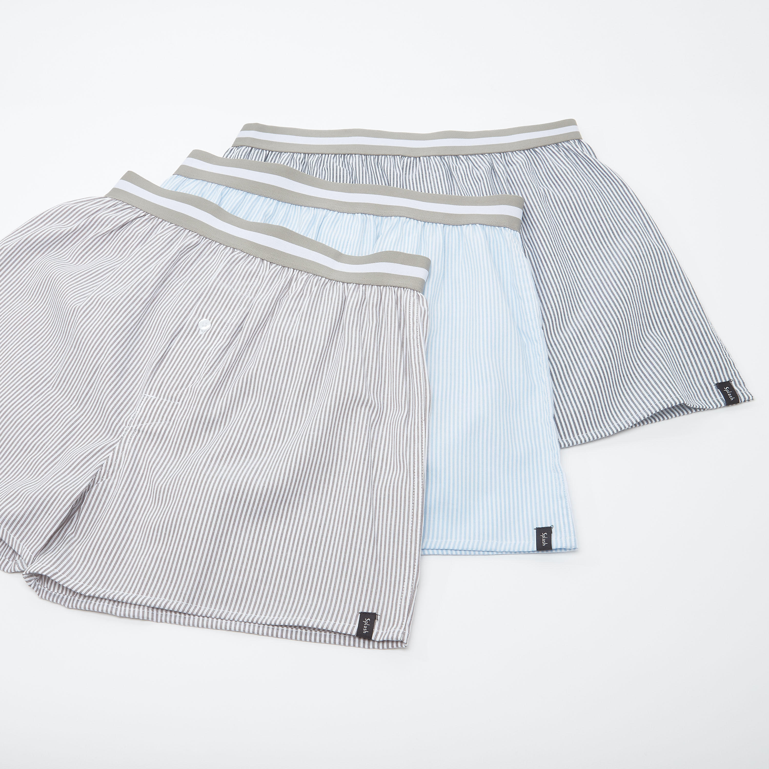 سراويل بوكسر مقلّمة بخصر مطّاطي عريض - طقم من 3 قطع-men-clothing-innerwear-underwear-image-1