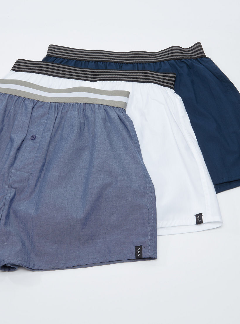 سراويل بوكسر متنوعة بخصر مطّاطي عريض - طقم من 3 قطع-men-clothing-innerwear-underwear-image-1