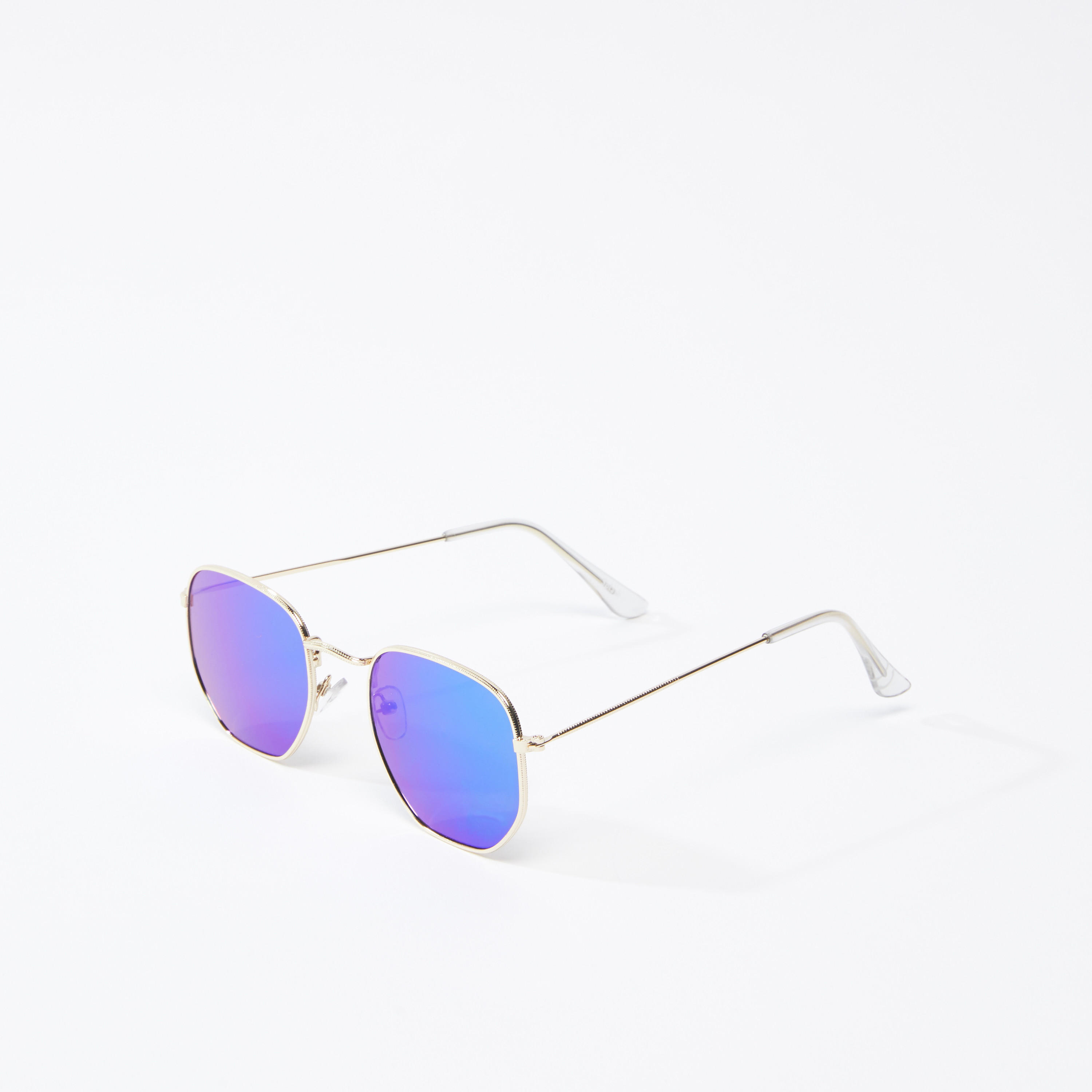 نظارة شمسية بإطار كامل ميتاليك ووسادات أنف شفّافة-men-sunglasses-image-1