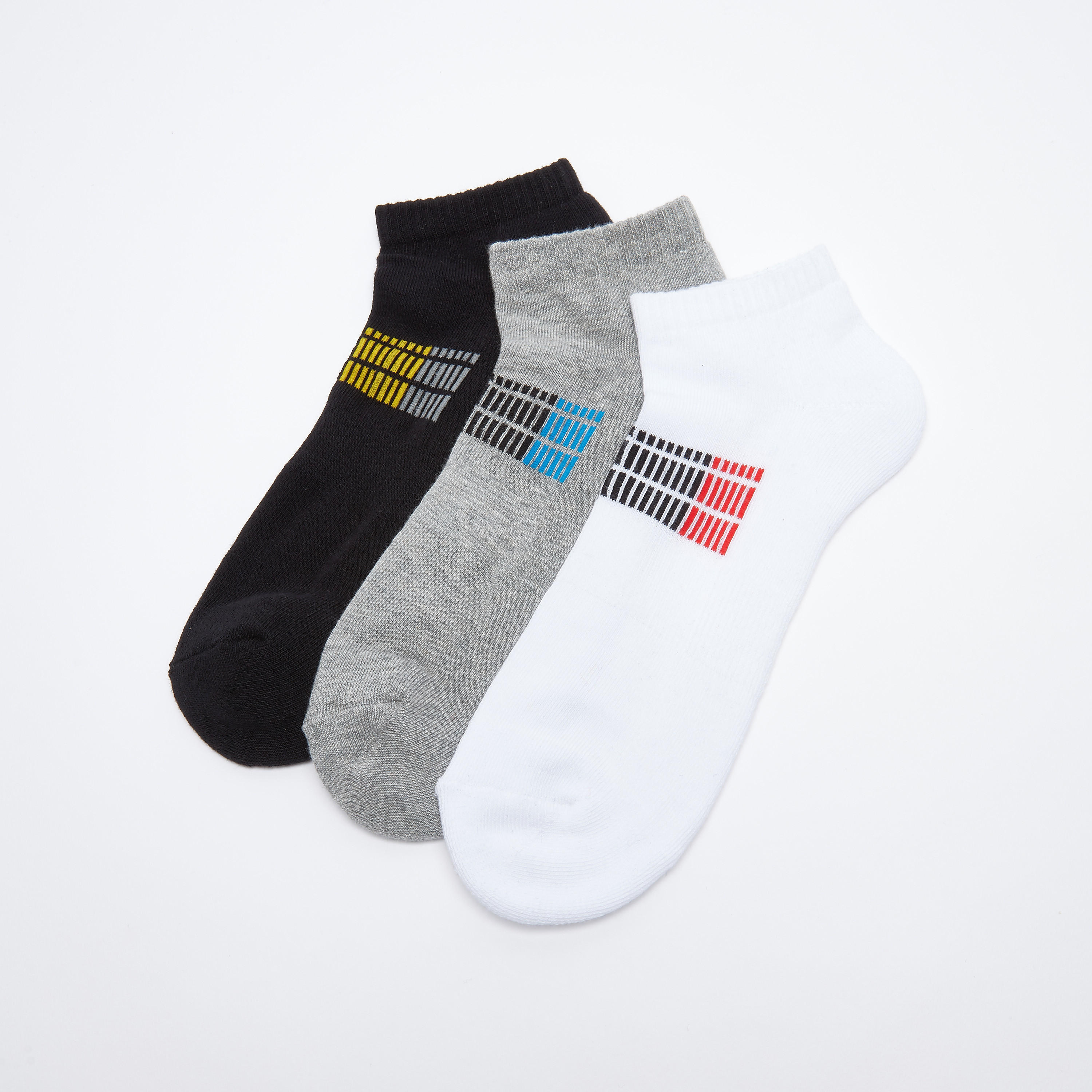 جوارب بطول الكاحل بطبعات - طقم من 3 أزواج-men-socks-image-2