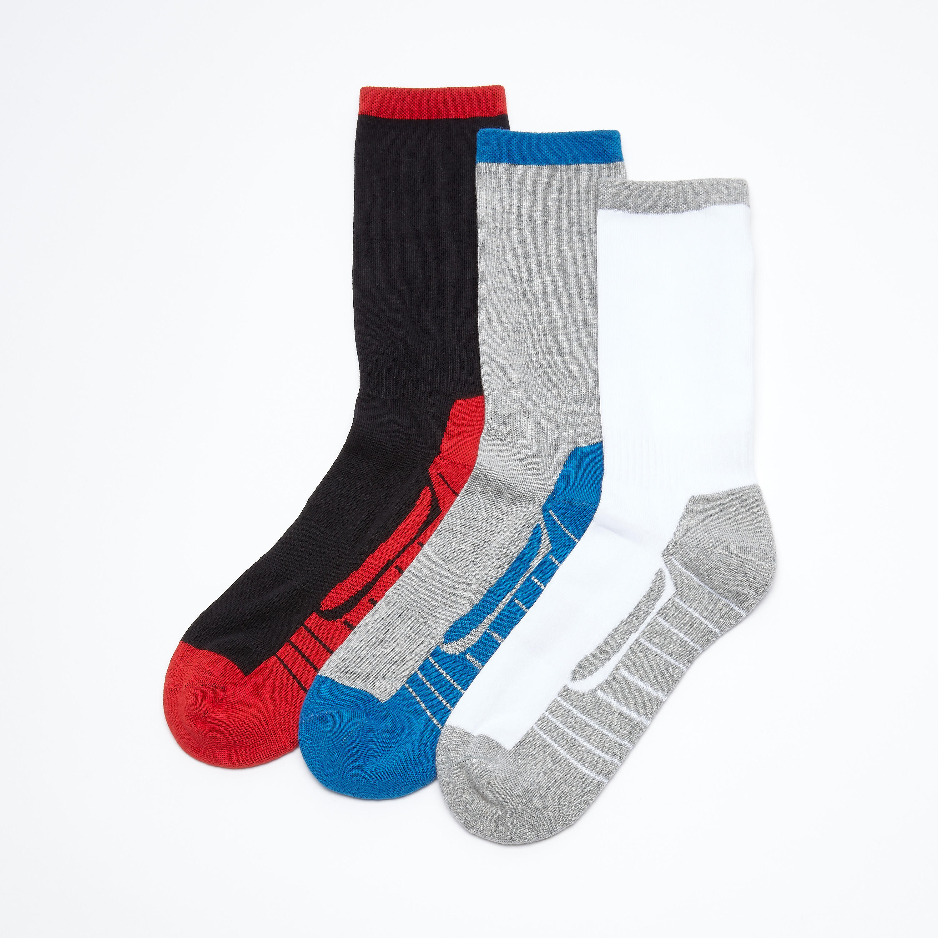 جوارب بطول ربلة الساق بطبعات - طقم من 3 أزواج-men-socks-image-1