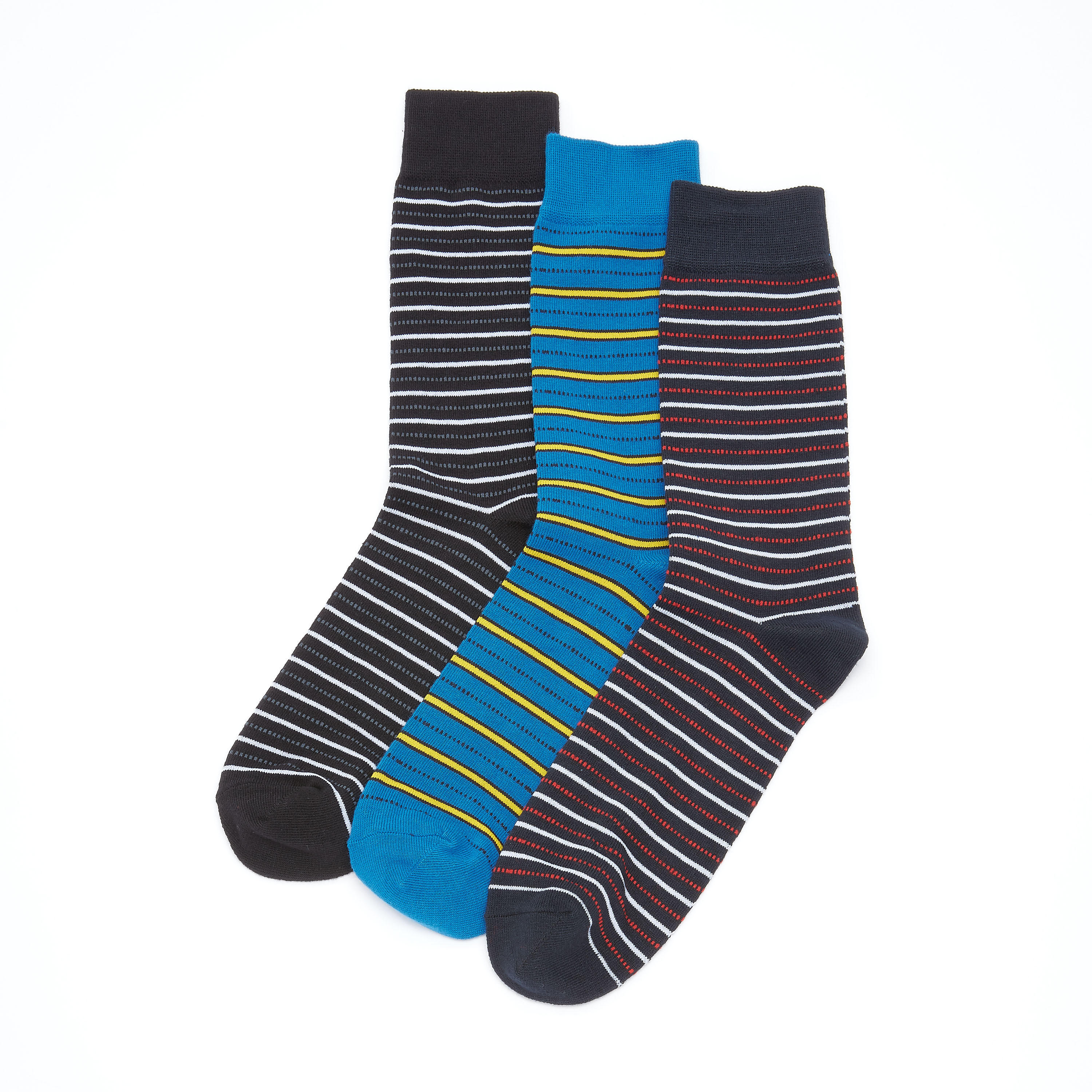 جوارب مقلّمة بطول متوسط - طقم من 3 قطع-men-socks-image-1