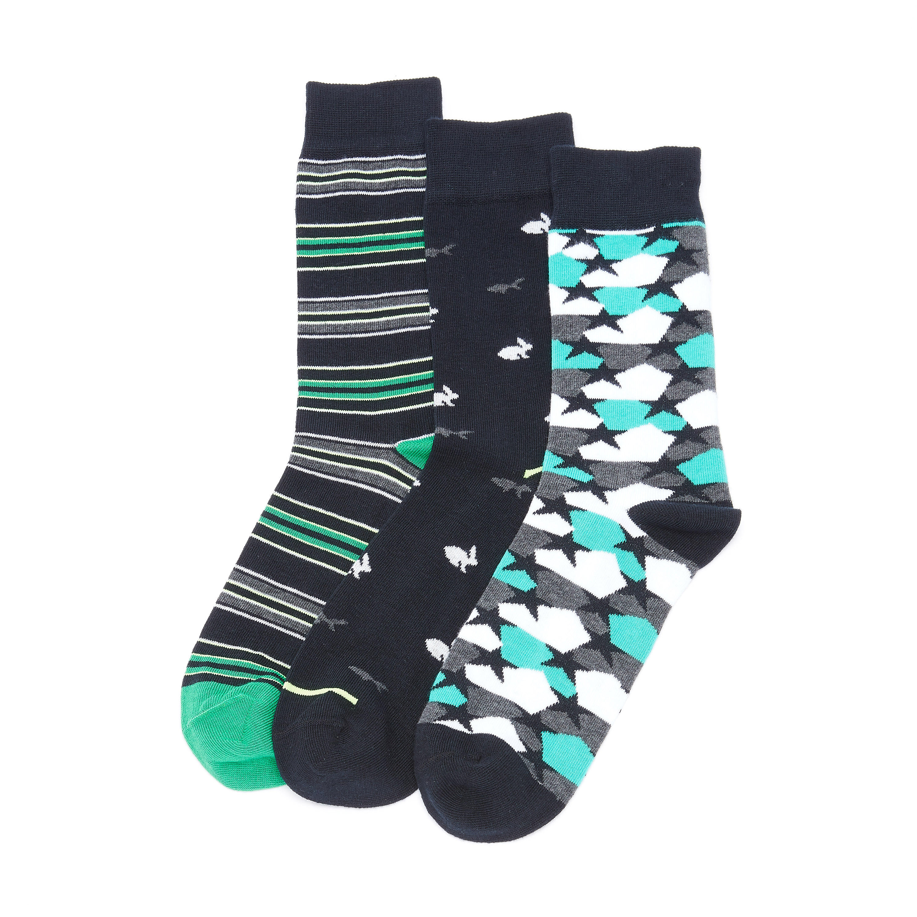 جوارب بطول متوسط بطبعات - طقم من 3 أزواج-men-socks-image-1