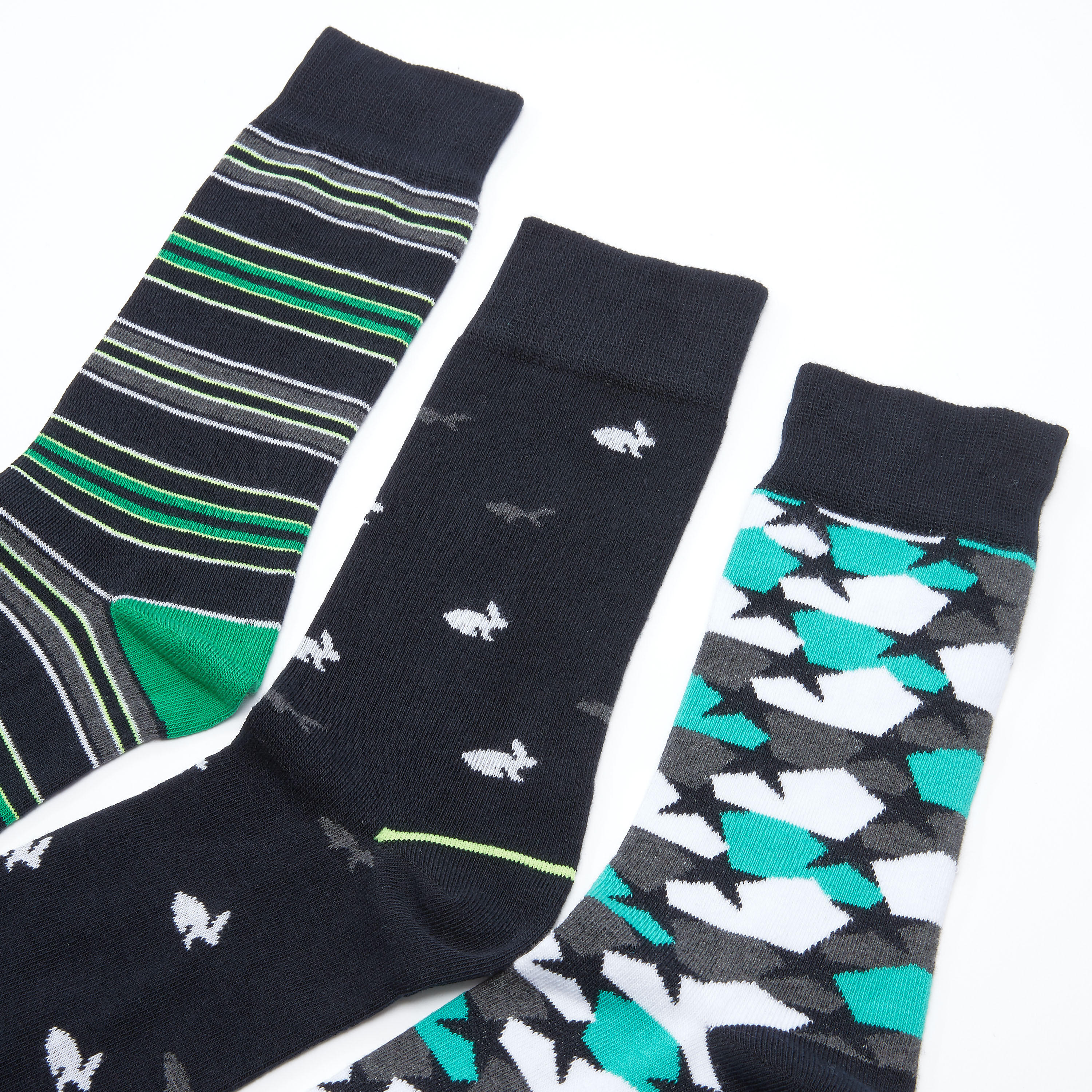 جوارب بطول متوسط بطبعات - طقم من 3 أزواج-men-socks-image-2