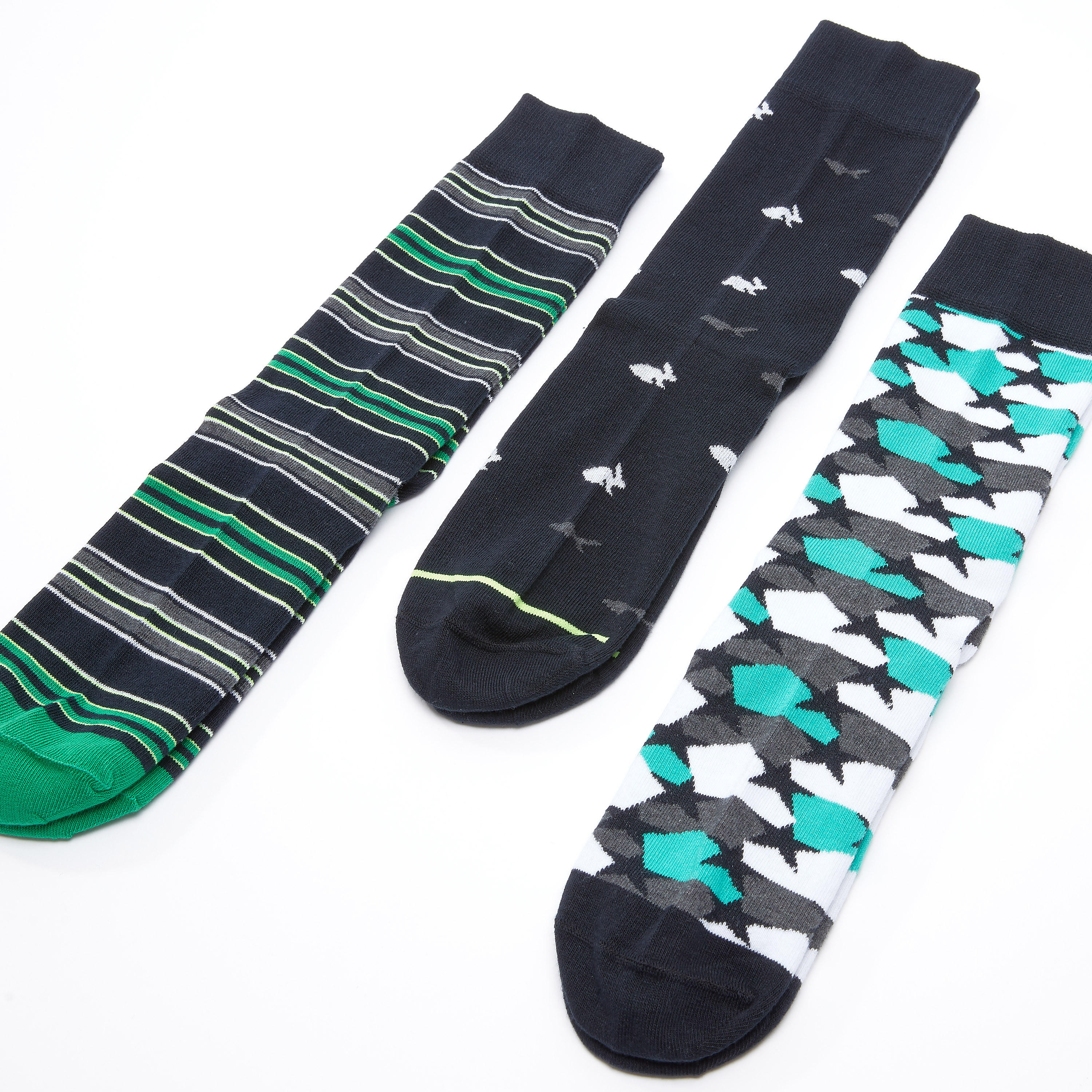 جوارب بطول متوسط بطبعات - طقم من 3 أزواج-men-socks-image-3