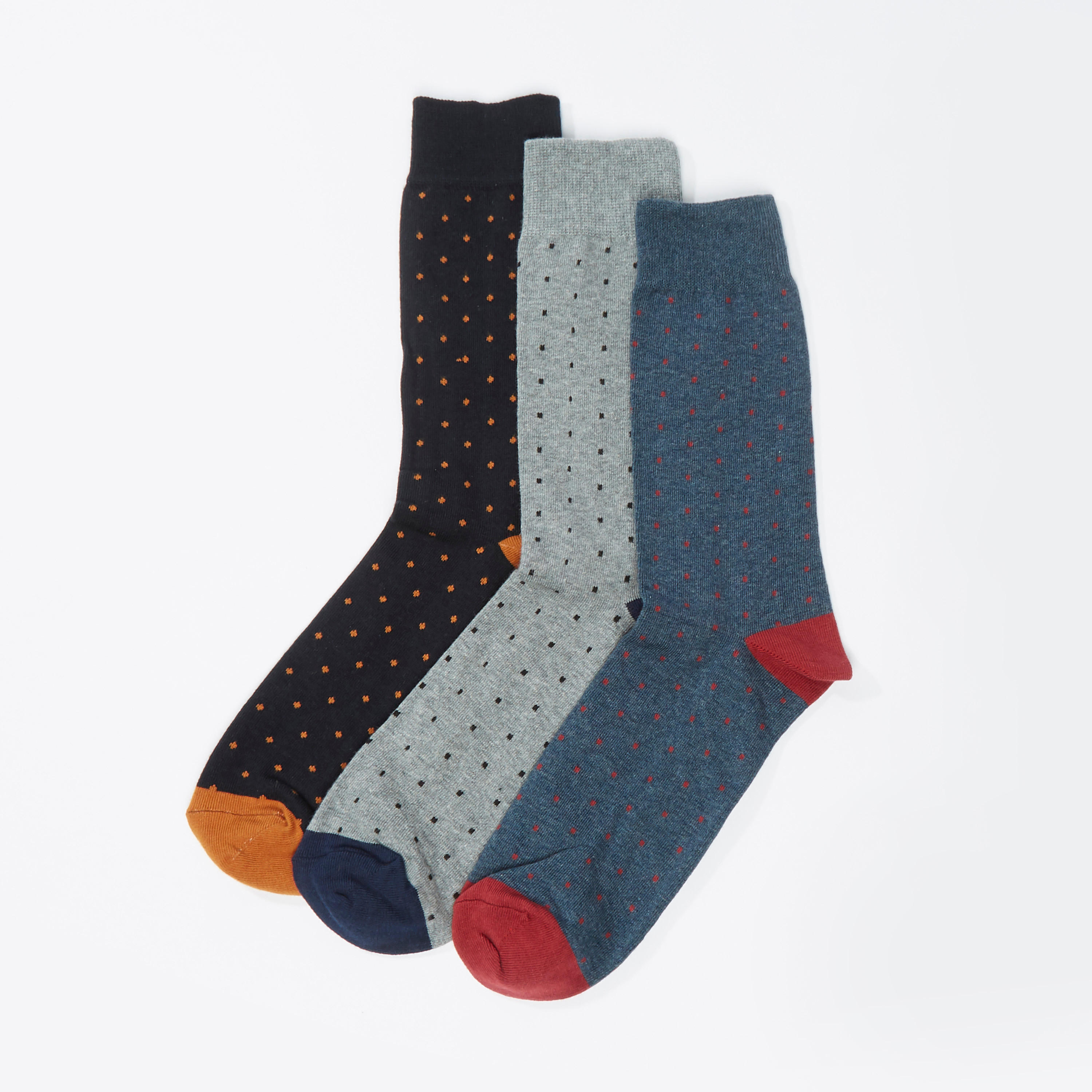 جوارب بطول ربلة الساق بطبعات - طقم من 3 أزواج-men-socks-image-1