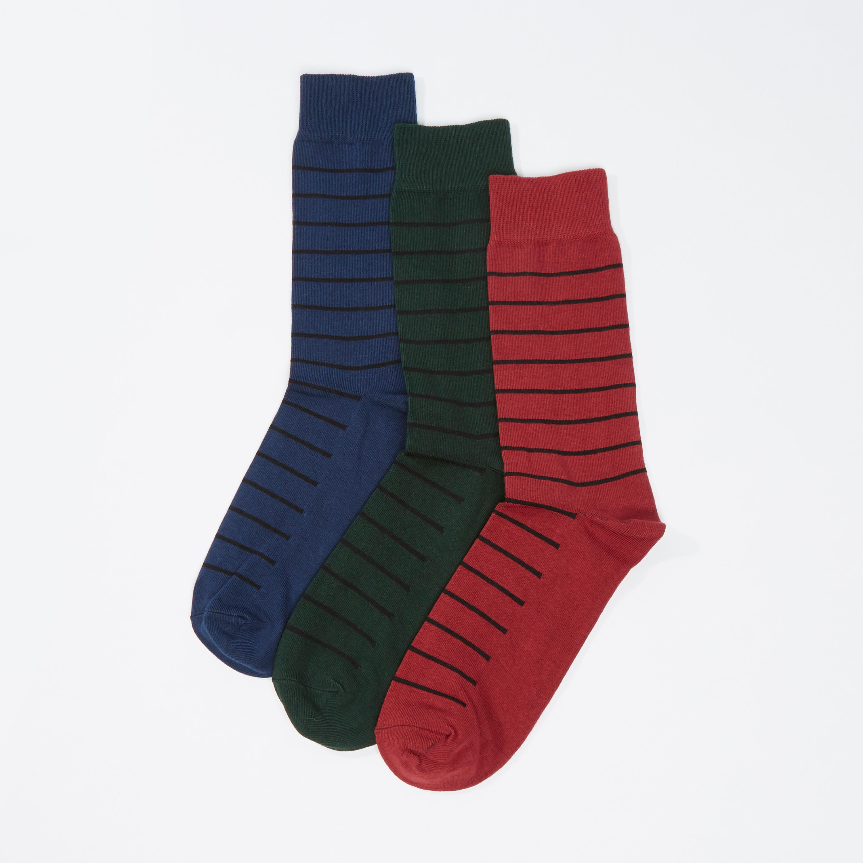 جوارب مقلّمة بطول ربلة الساق - طقم من 3 أزواج-men-socks-image-1