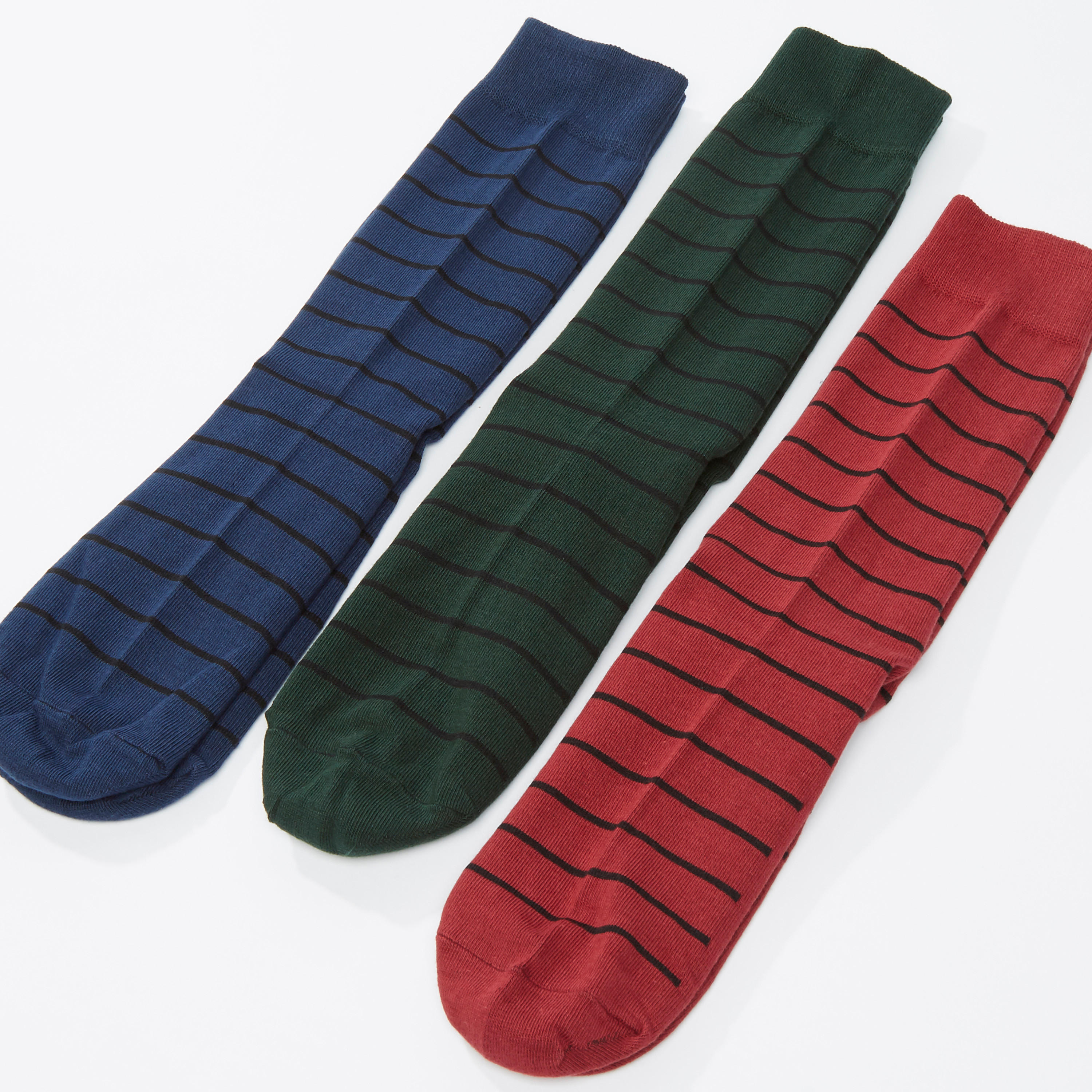 جوارب مقلّمة بطول ربلة الساق - طقم من 3 أزواج-men-socks-image-3